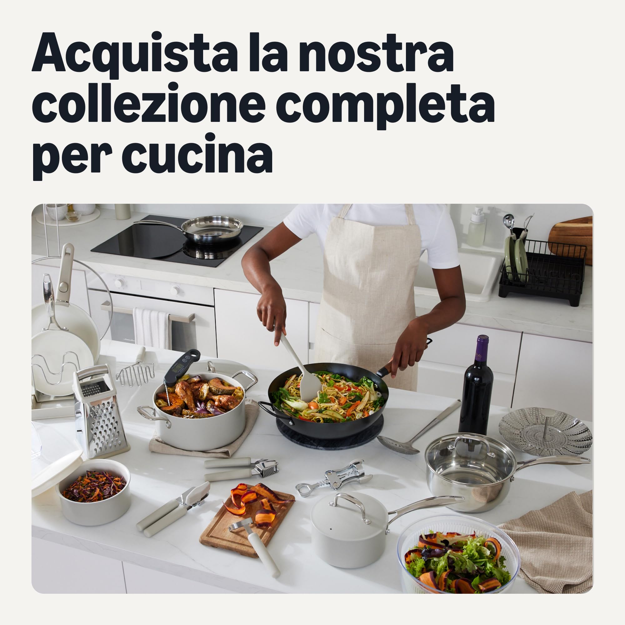 Amazon Basics Pentole in Acciaio Inox, Set di 5 Pezzi, Adatte per Tutti i Piani Cottura, Lavabili in Lavastoviglie