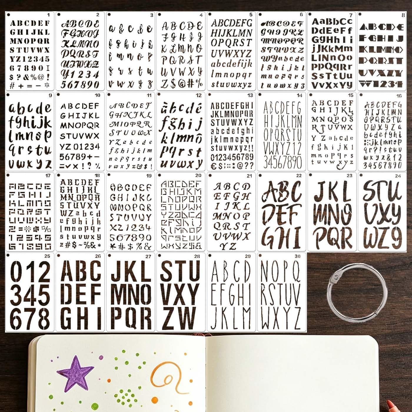 Letter Stencils - 30 Pcs Alphabet & Number Templates -1 Letter Stencils - 30 Pcs Alphabet & Number Templates -1