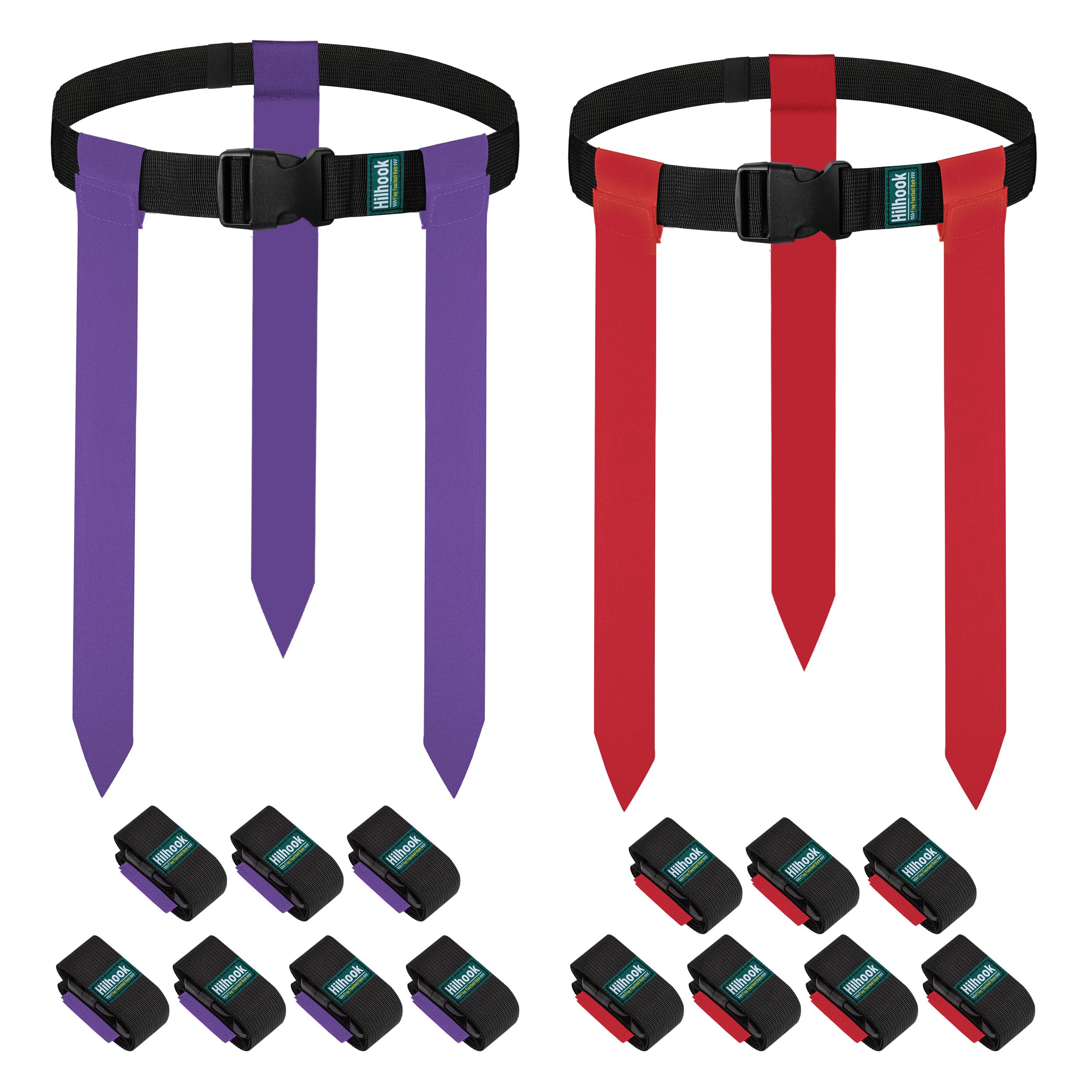 Set di cinture da calcio per 14 giocatori, con 42 bandiere, per allenamento di bambini, ragazzi e adulti (rosso e viola), rosso e viola, 114 cm