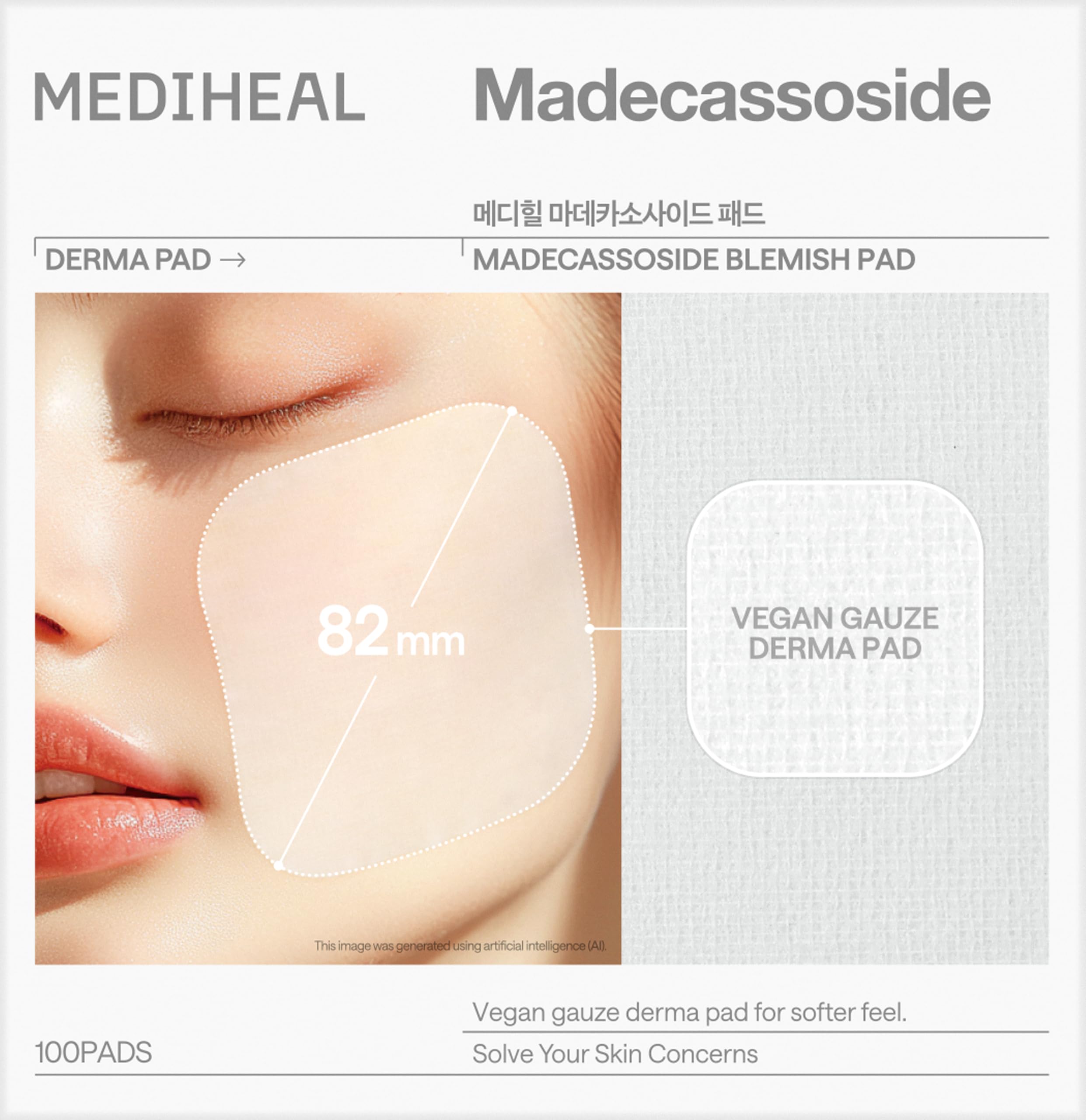 MEDIHEAL Madecassoside Anti-Pickel Toner Pads 100 Stück - Vegan, K-Beauty