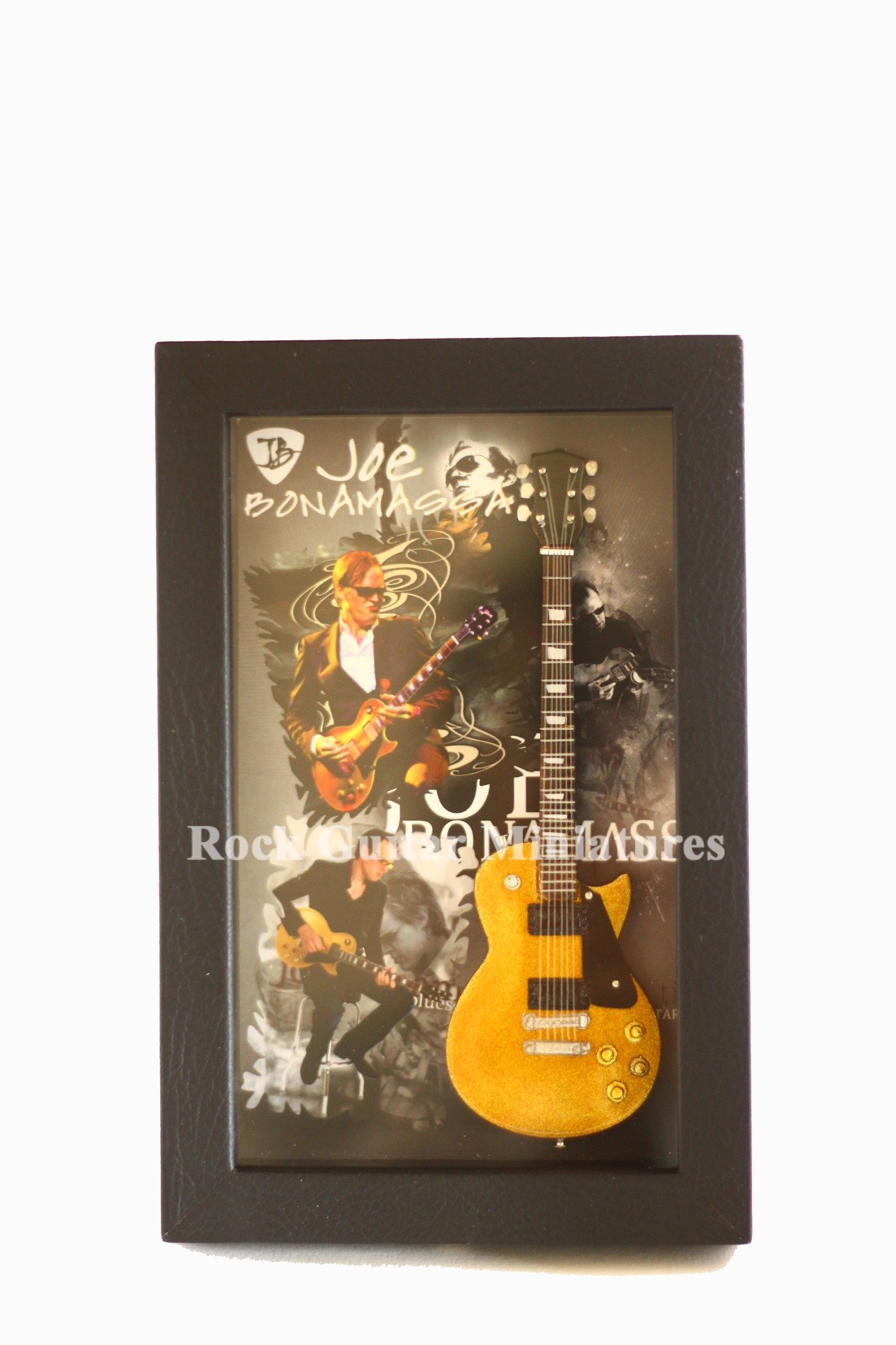 Rock Guitar Miniatures Earthy Tones, Metallics Rgm8887 Joe Bonamassa Miniature Guitar Collection In Shadowbox Frame