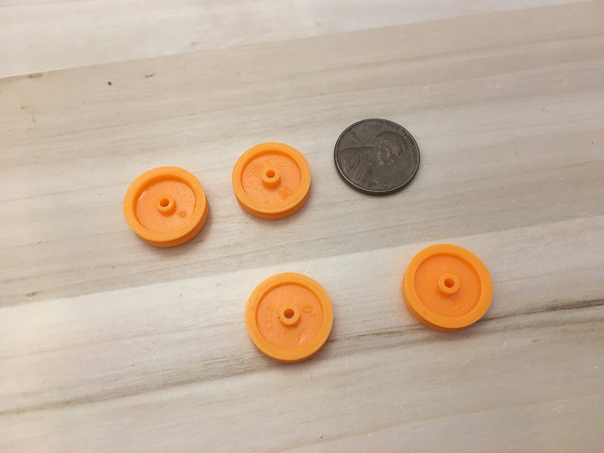 4 Pieces wheel Orange Belt Pulley 14mm Shaft Car Toy 2mm Reduced Gear Motor c33