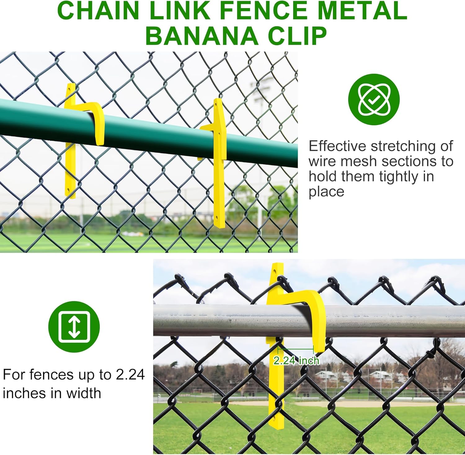 6 Pcs Chain Link Fence Banana Clip, Metal Fence Fabric Stretcher, Top Rail Fabric Stretching and Tensioning Tool for Wire Mesh, Hardware Chain Link Fences Tools (6 PCS)