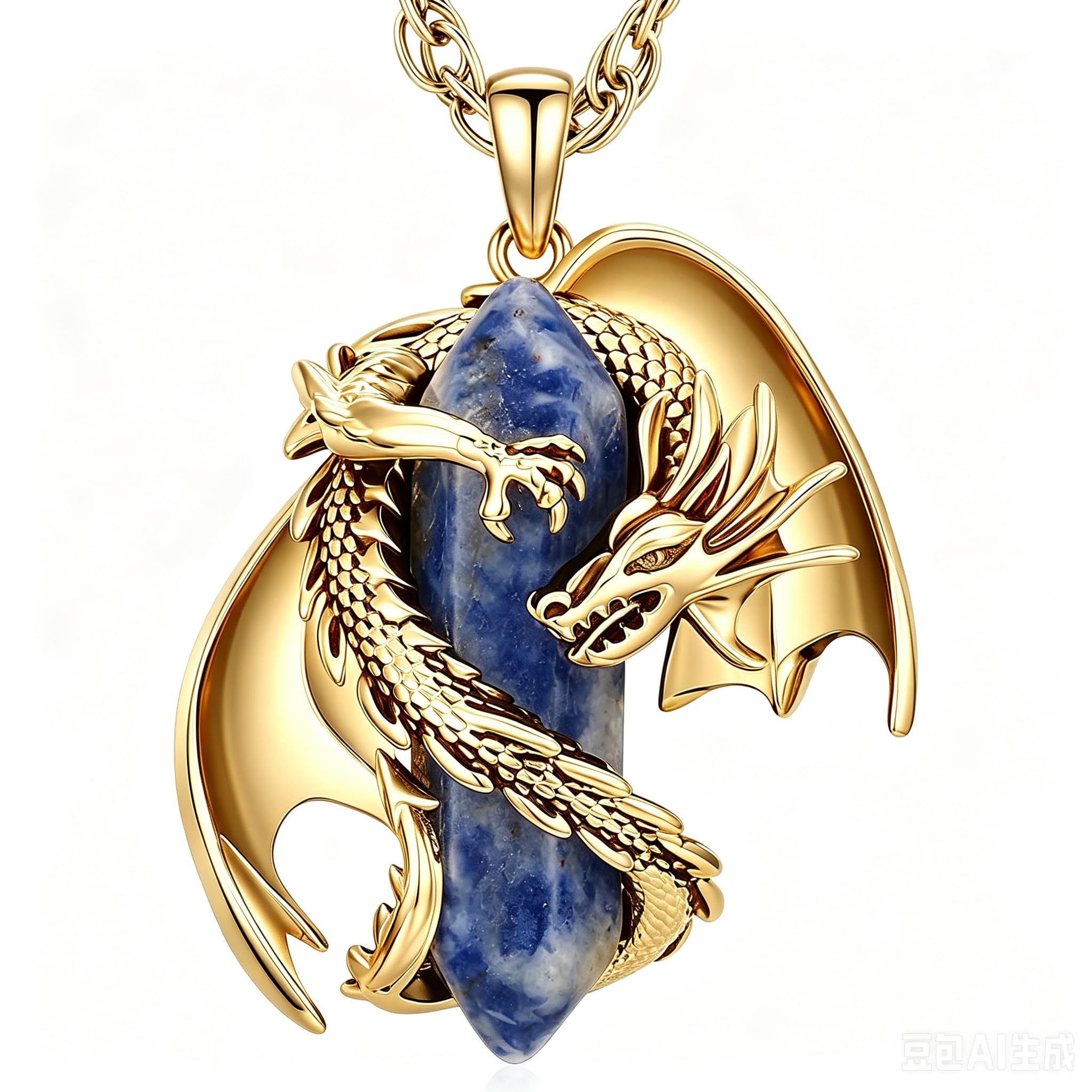 Drachen Kette Wikinger Drache Kristall Anhänger Heilkristall Halskette Gothic Naturkristall Schmuck Geschenk für Herren Damen Kristallkette