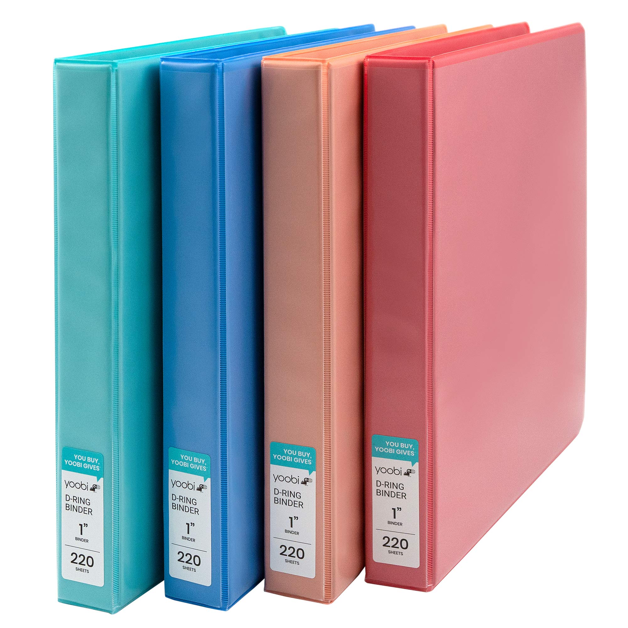 1 Inch Binder Set – 3-Ring Binders with 2 Pockets – Perfect for School or Office – Holds up to 220 Sheets – 4 Pack – Solid Multicolor Variety