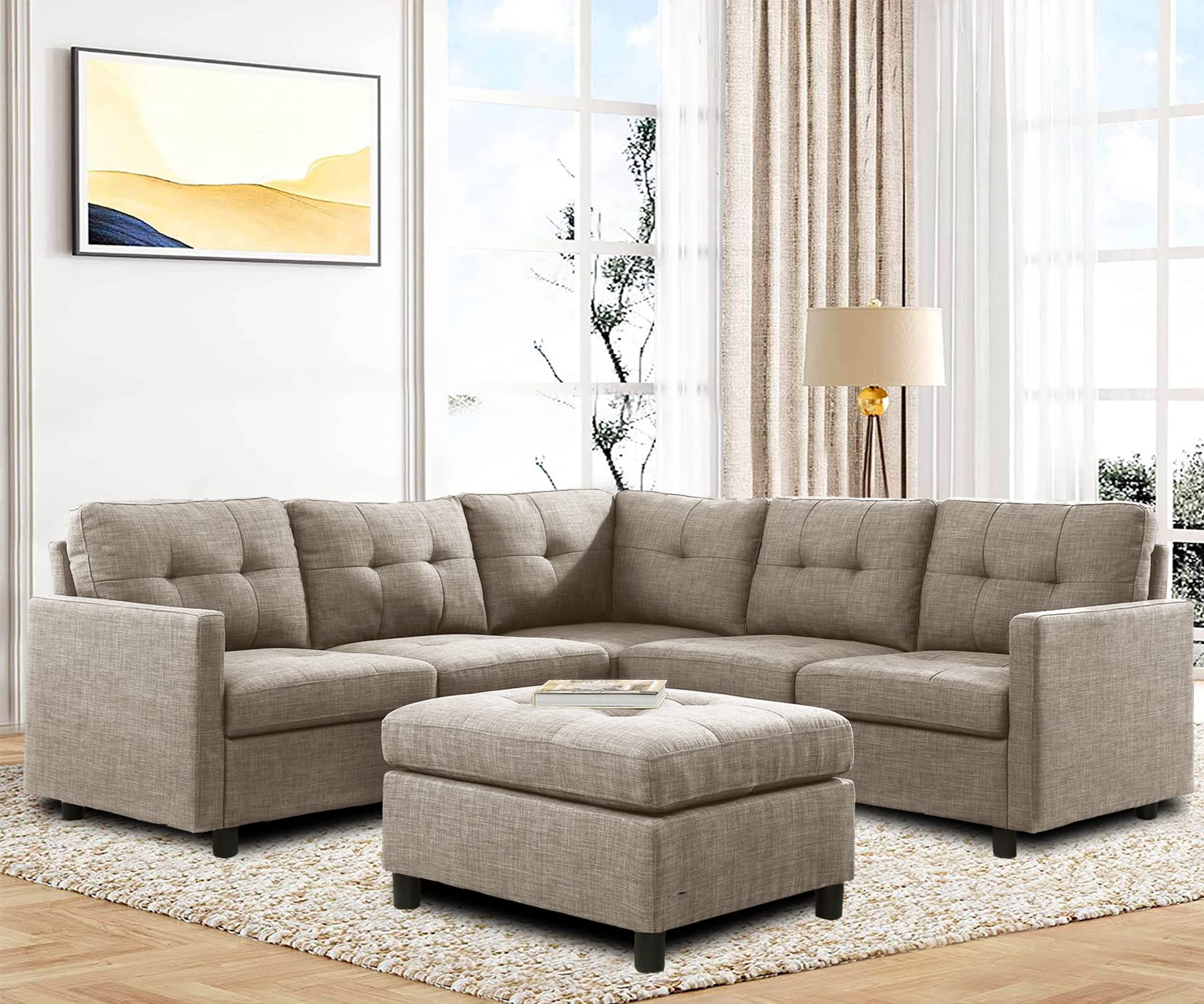 Buy Fabric Sectional Couch Modular Sofa Sectional Sets with Ottoman 5