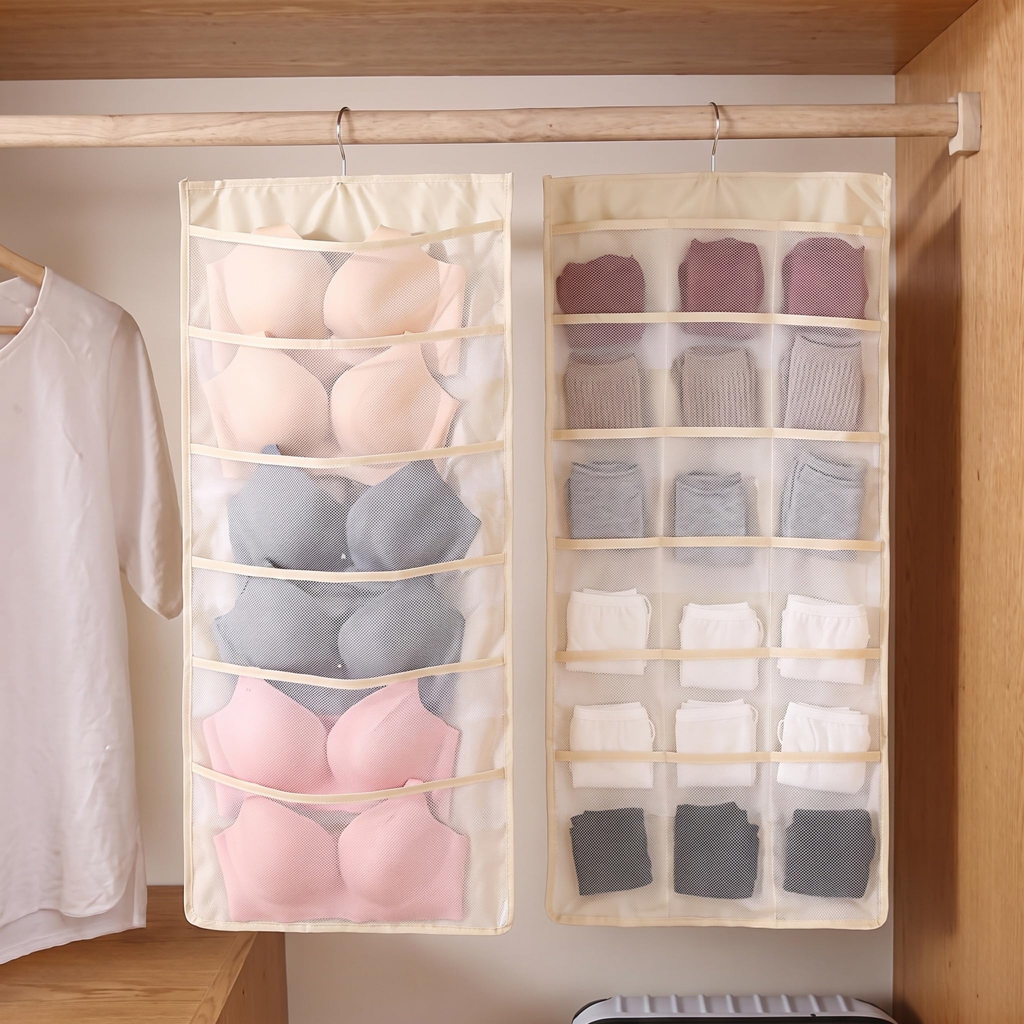 30 Mesh Pockets Double Side Hanging Closet Organiser Wardrobe Storage Bag