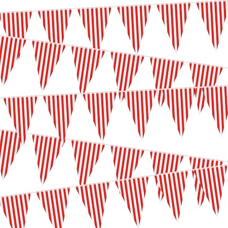 5 Paquets Decorations De Cirque De Carnaval Banniere Banderole De Cirque De Carnaval Banniere Fanion Rouge Et Blanc Drapeau Banderole Triangle Pour Fete D Anniversaire De Carnaval 7 4 X 10 8 Pouces Amazon Fr