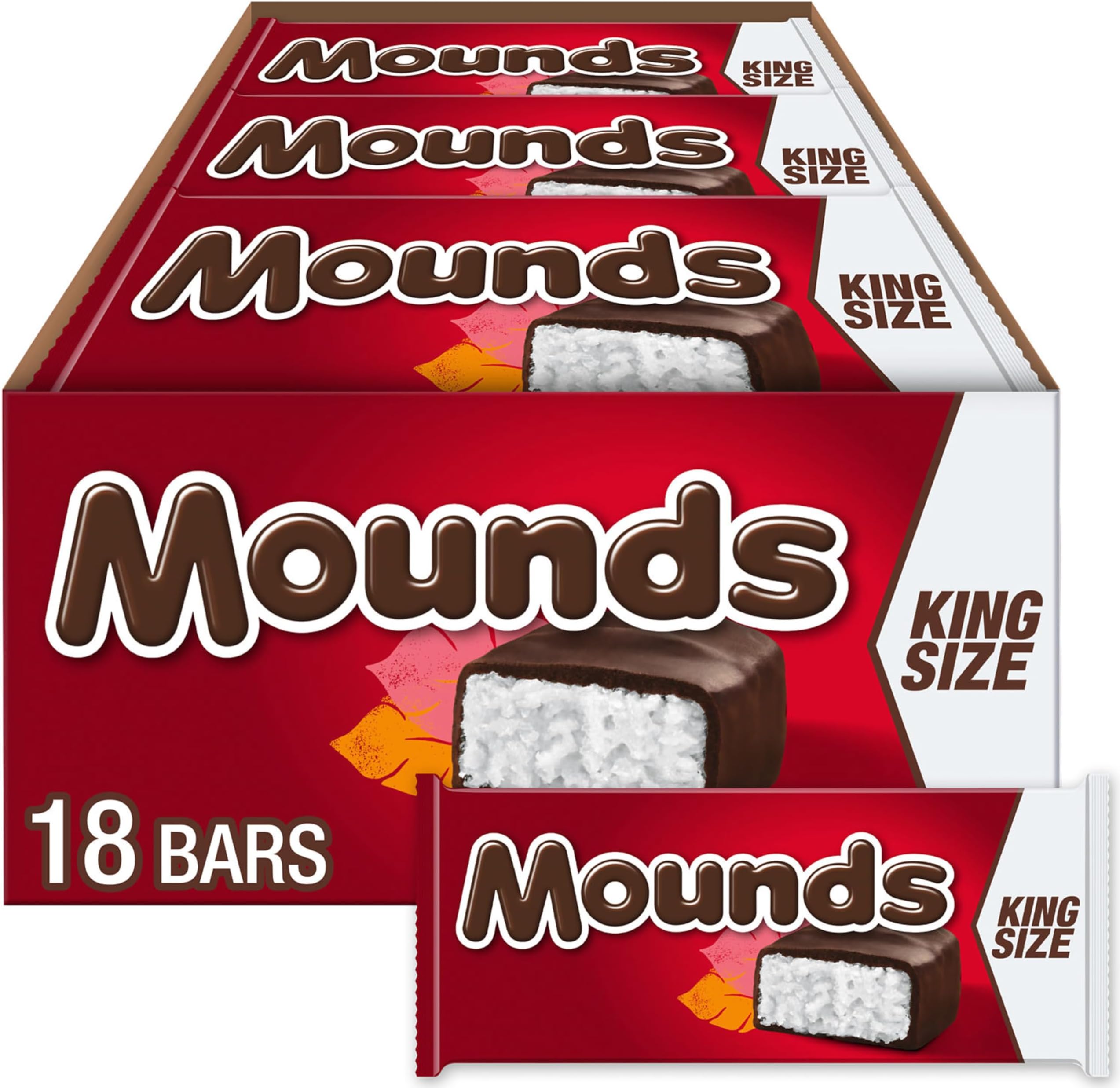 MOUNDS Coconut and Dark Chocolate King Size, Candy Bars, 3.5 oz (18 Count)
