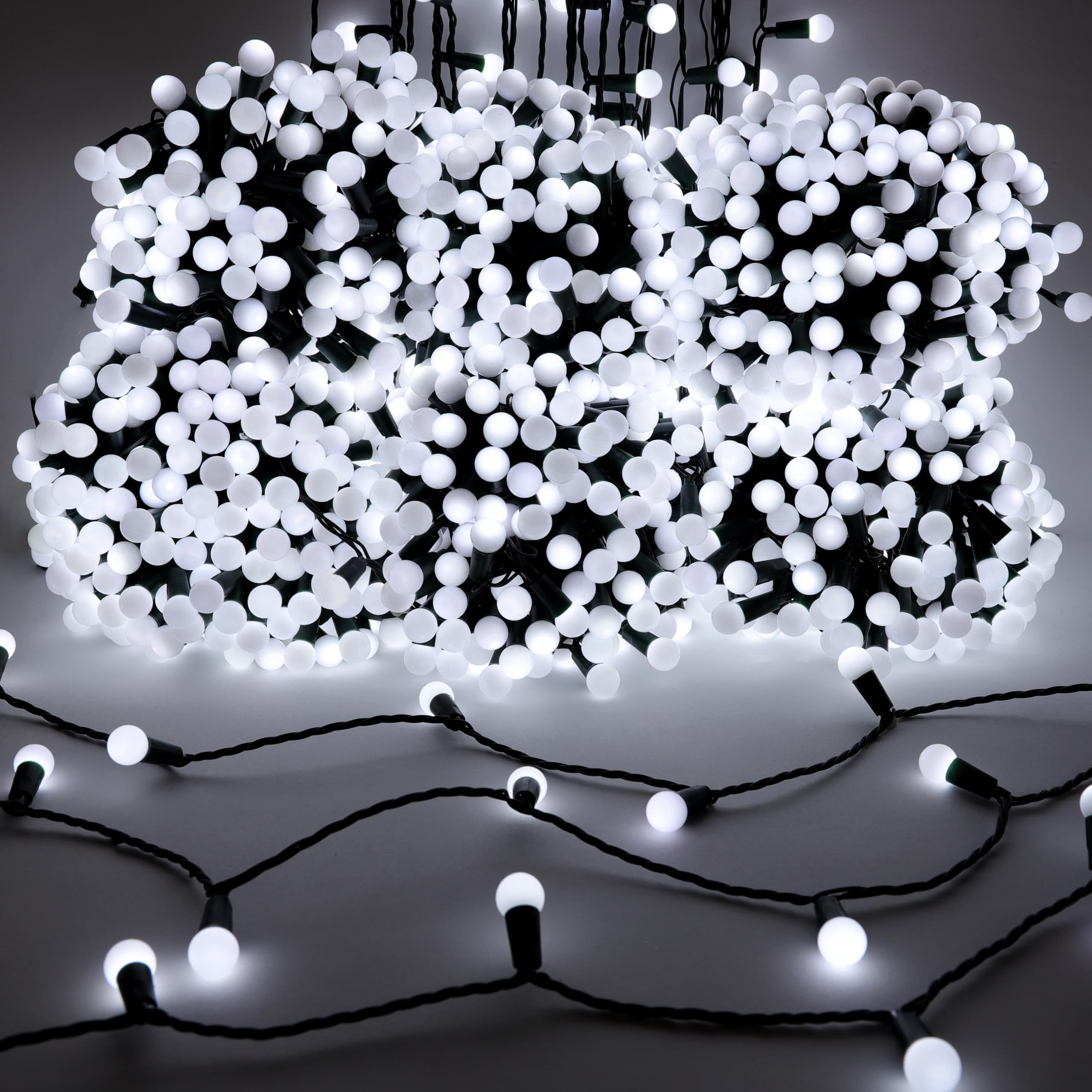 Christmas Concepts® 1000 100m (328ft) White LED Berry Lights with 8 Function Controller - Indoor/Outdoor - Energy Efficient A++ - Christmas Lights