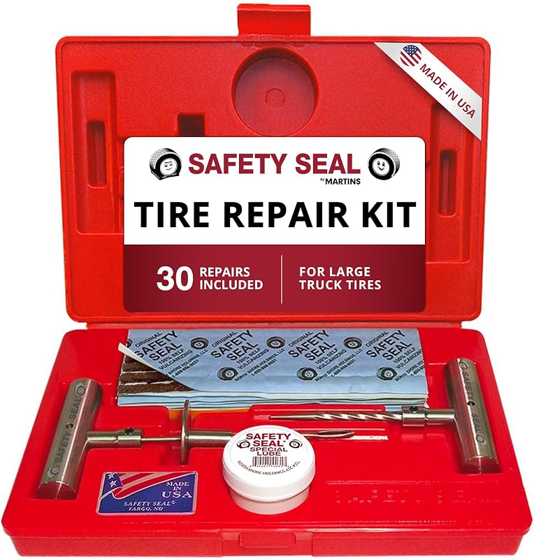 Safety Seal Tire Repair Kit – Truck Deluxe Kit, 30 Repairs (8"), 4.75" Probe, Case Kit, Tubeless Tire Repair for Trucks & Commercial Vehicles