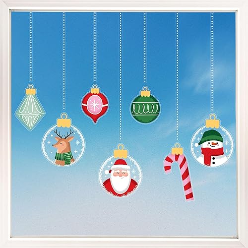 Big Dot of Happiness Adornos de Navidad para ventana, reutilizables, decoración de ventana de fiesta de invierno, calcomanías de adorno de árbol