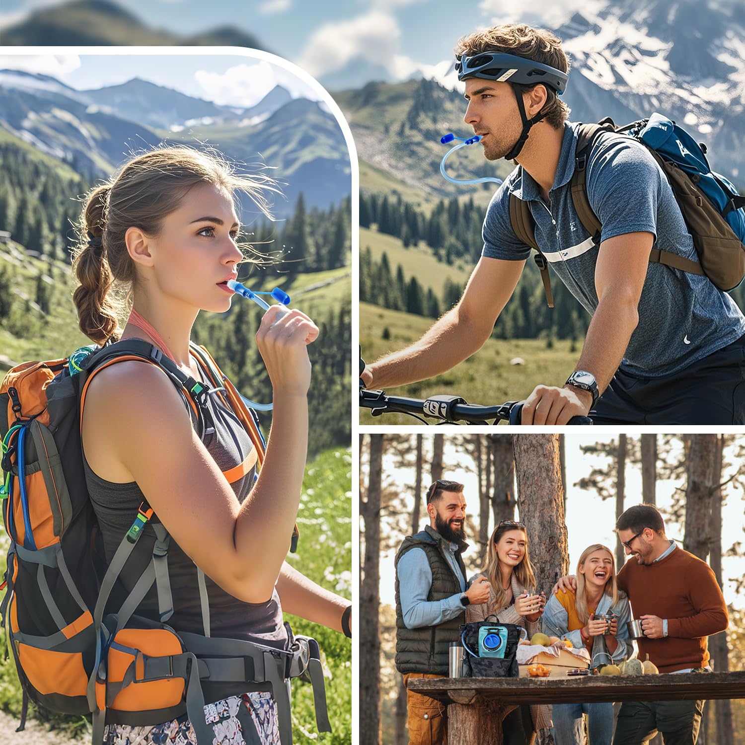 2L Trinkblase | Materialverstärkte Auslaufsichere Wanderausrüstung Wasserflasche mit 100cm Extralangem Trinkschlauch – Ideal für Radfahren, Wandern & Klettern