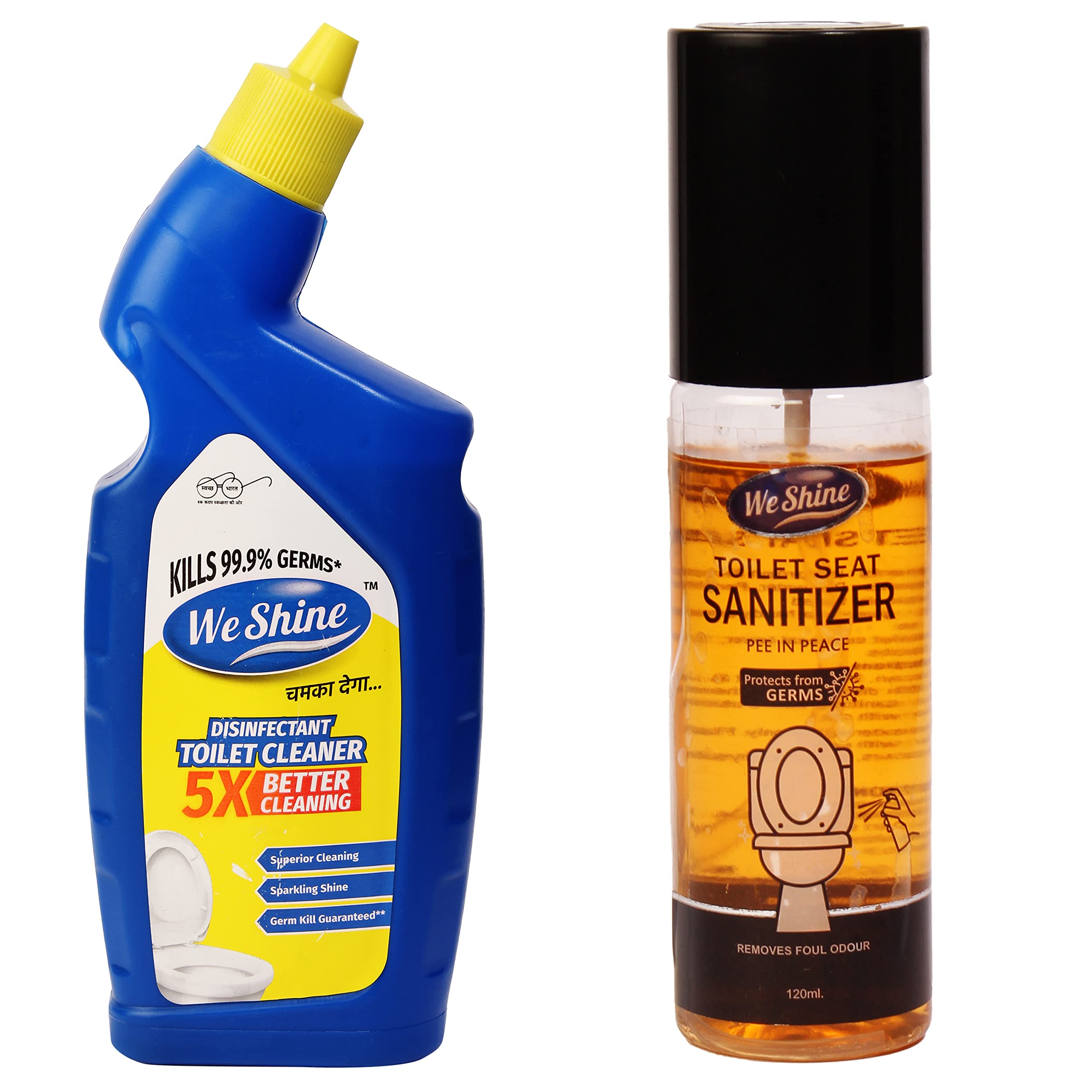 We Shine Disinfectant Toilet Cleaner & Toiler Seat Sanitizer - Combo Pack of 2 ( 0.5L, 120 Ml )