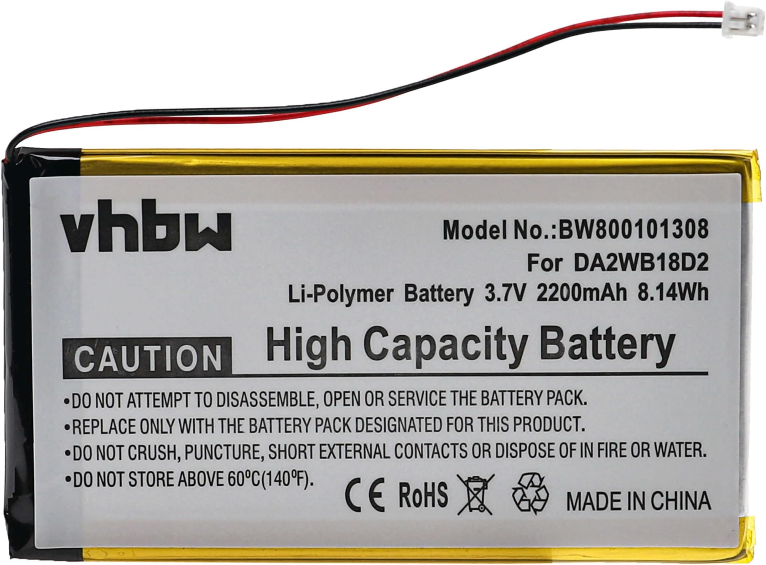 vhbw Battery compatible with Iriver H340, H320, H120, H110, H140 MP3-Player Music Player (2200 mAh, 3.7 V, Li-polymer)