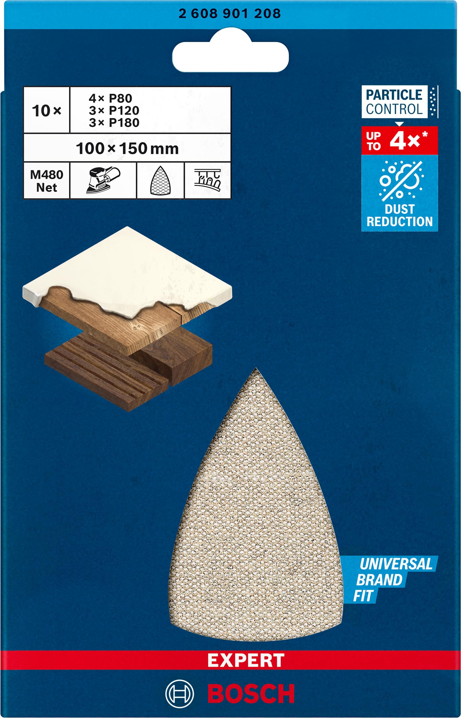 Bosch Professional 10 parça Expert M480 Ağ Zımpara Seti (Boyalı ahşap, Sert ahşap, 100x150 mm, Aksesuar Titreşimli Zımpara Makinesi)