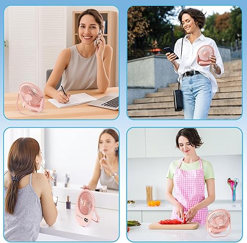 Miniatura 7 de Ventilador de escritorio USB, 3 en 1, ventiladores de mesa recargables con motor sin escobillas, 180 ajustables, 6 velocidades de viento fuerte,