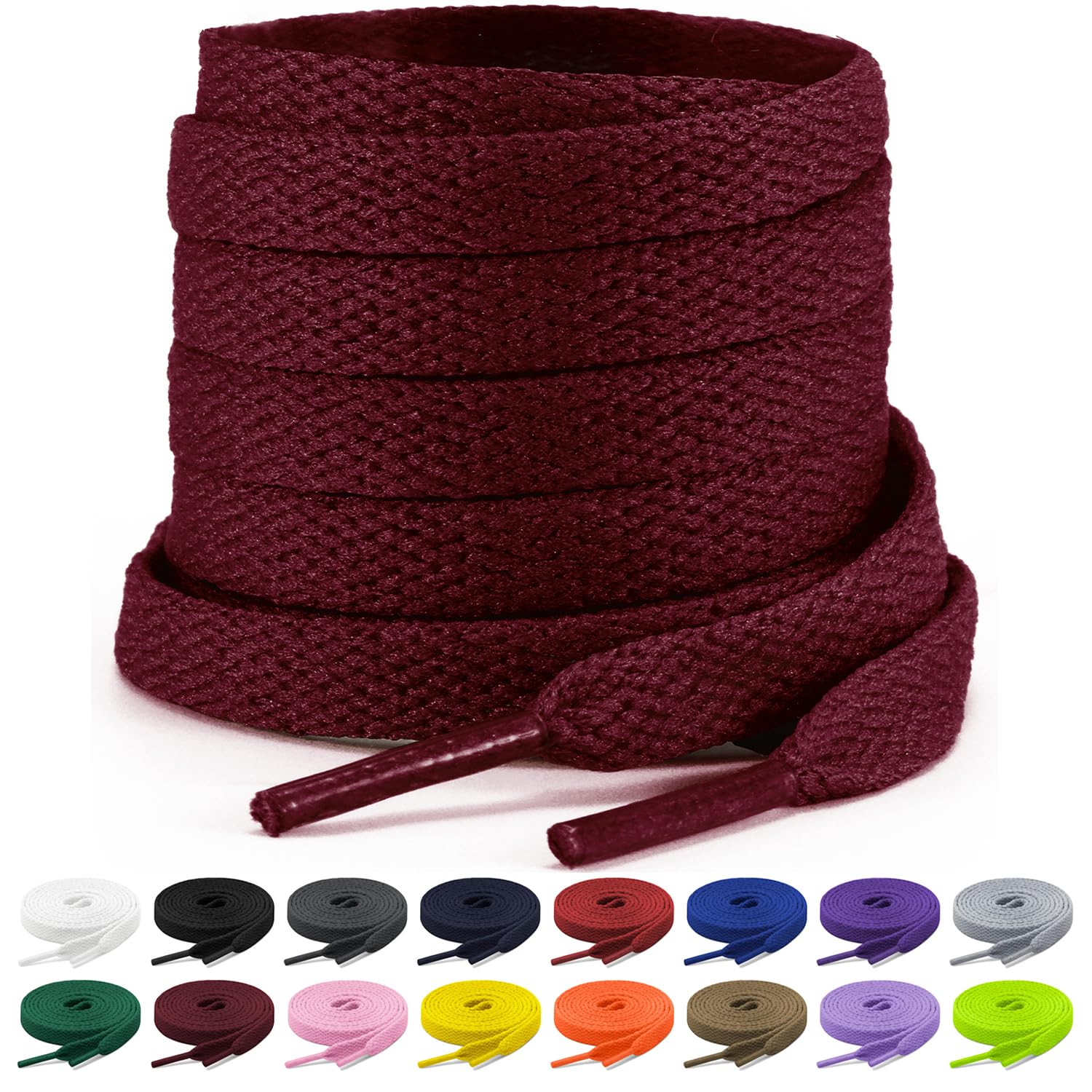 Shecret 2 Paar Flache Schnürsenkel, 8mm Breite Schnürsenkel, Flache Schnürsenkel Ersatz Reißfeste Schuhbänder für Turnschuhe, Laufen, Erwachsene, Kinder, Polyester