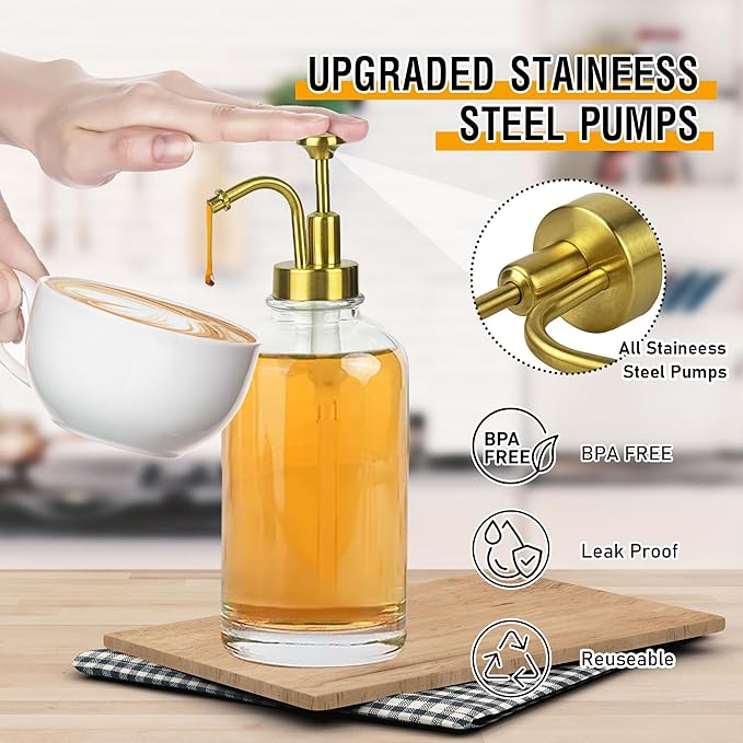 Set de Contenedor para Almacenar Café con Base de Madera, Frasco de Vidrio Hermético de 40 oz miniatura 5