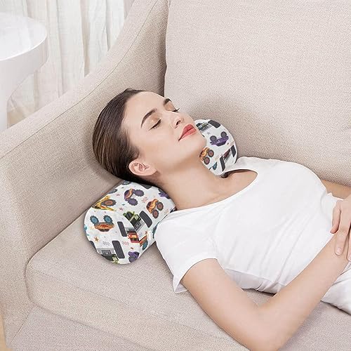 Miniatura 2 de linqin Colorful Trucks Yoga Bolster Pillow Round Therapeutic Neck Roll Pillow Outdoor Round Pillows Round Cushion Round Pillow Covers with Zipper
