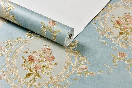Vista 11 de Blooming Wall Papel tapiz con textura de damasco floral para despegar y pegar en la sala de estar, dormitorio, 34.2 pies cuadrados/rollo