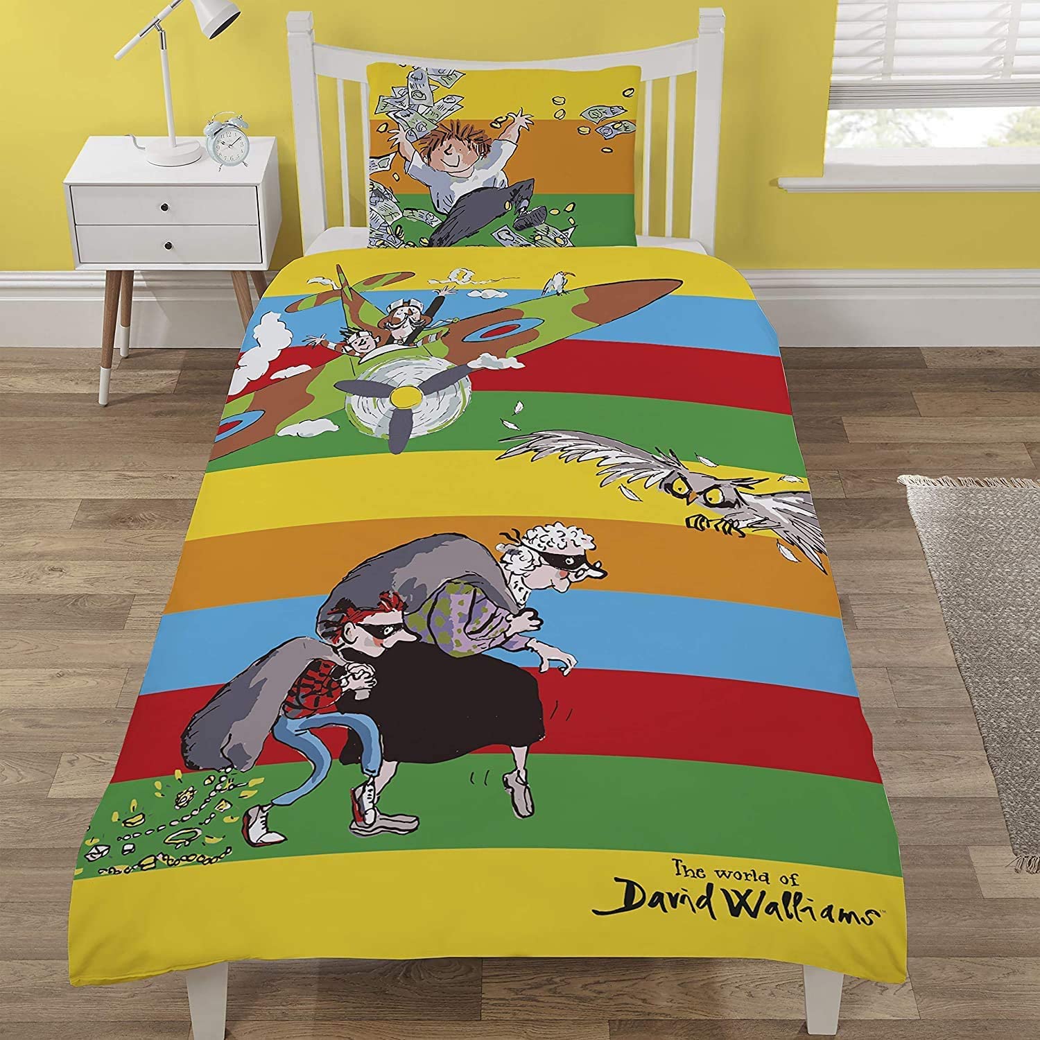 Coco Moon David Walliams Reversible Single Bed Size Duvet Cover and Pillow Bedding Set for Kids