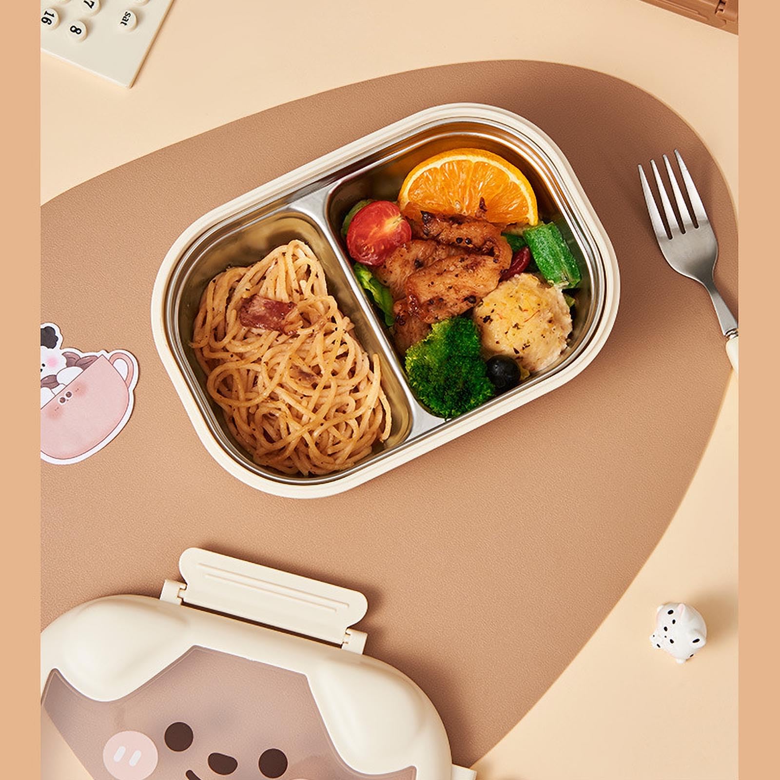 Boite Gouter, Boîte à Déjeuner en Acier Inoxydable, Boite a Gouter Inox, Boîtes à Goûter pour pour l'École, Peut Être Utilisé pour l'École, Le Travail, Les Pique-Niques Et Les Voyages. (white)