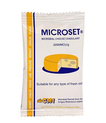 Microbial Rennet Mix Cheese Coagulant Microset 0.18oz añadir 1 sobre a 4 galones (15 litros) de leche Se puede utilizar para pequeñas cantidades