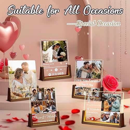 Miniatura 7 de Regalos personalizados de San Valentín y Navidad para pareja, para él y ella, marco de fotos LED personalizado con luz nocturna, regalos de