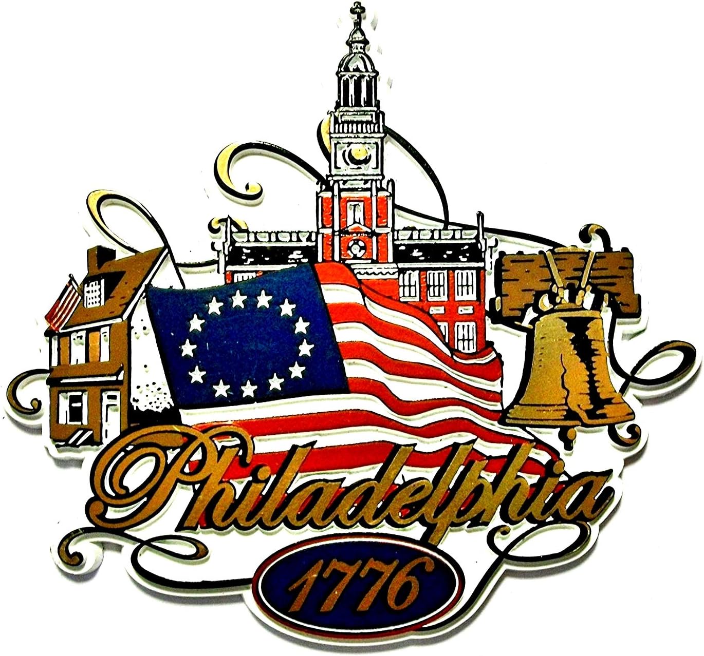 Philadelphia Over item handling ☆ Pennsylvania 1776 with Fridge Magnet Flag Low price