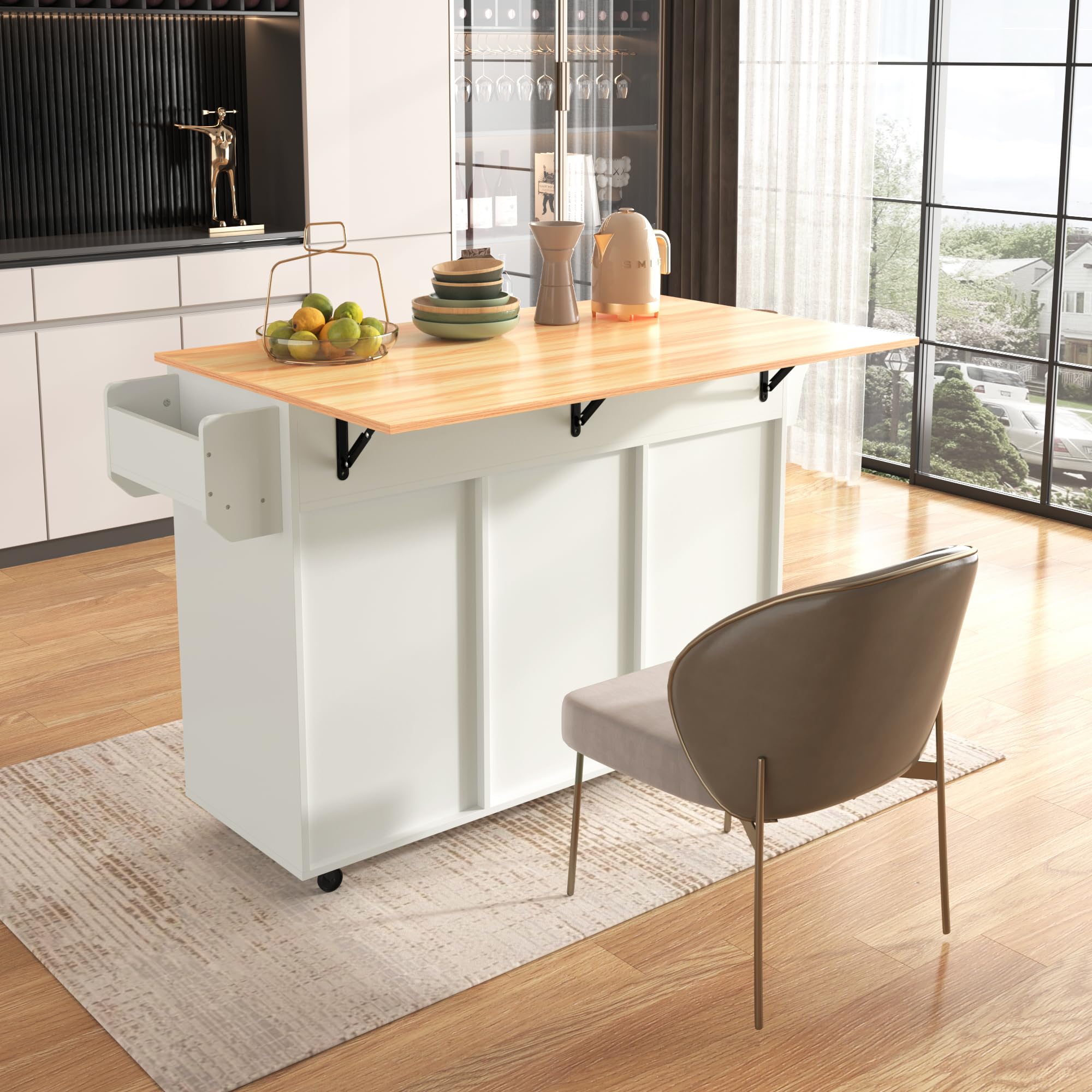 Chariot/îlot De Rangement Utilitaire De Cuisine à Dessus En Bois Avec Roues Verrouillables Canvas Mayfield Blanc 0687852p