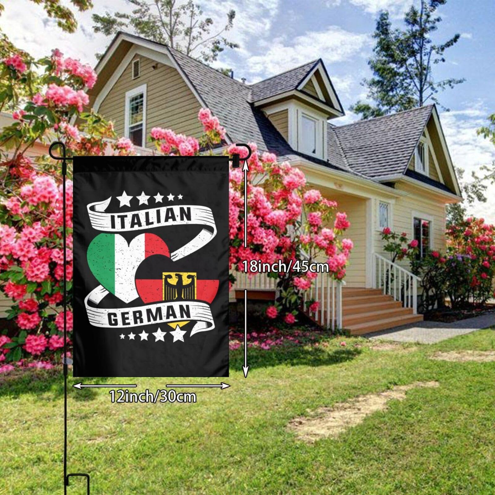 Nruairly Half German Half Italian Flag Double-Sided Garden Flag Welcome Flag Vertical Seasonal Flags For Party Yard Inside Outside Decor 12x18 Inch : Patio, Lawn & Garden