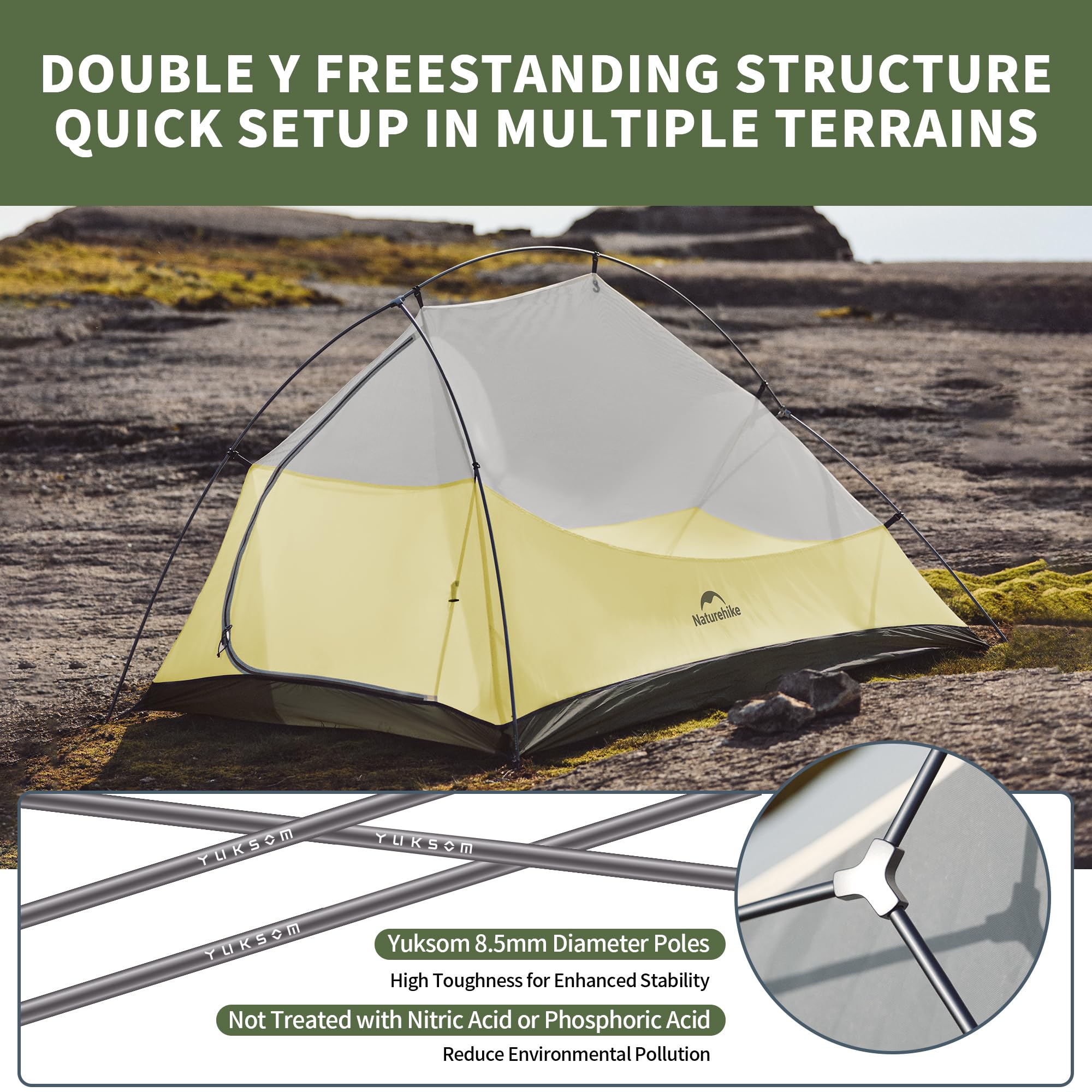 cloud up 2 zelt Naturehike Ultralight Tent, Double, 2-Person, 3–4 Season Tent for Camping, Hiking, 20D, Forest Green, Upgraded Sports & Outdoors Design_Leo Grau the tent provides sleeping Compatible con::Colnago Y1RS Open UP / UPPER