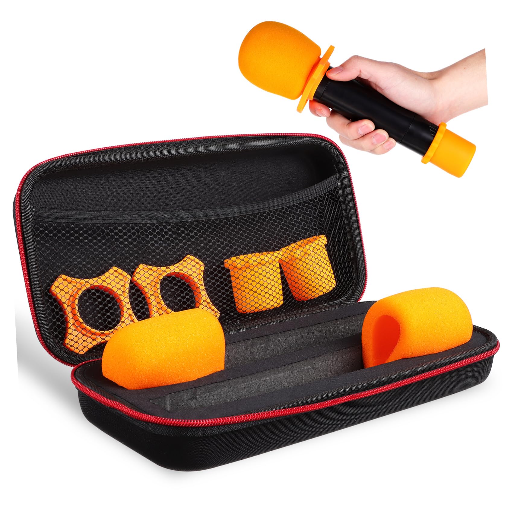 CIMAXIC Microphone Storage Bag with Zipper Slip Rings and Windscreen Covers Capacity Case for Microphones and Accessories for Musicians and Recording Artists