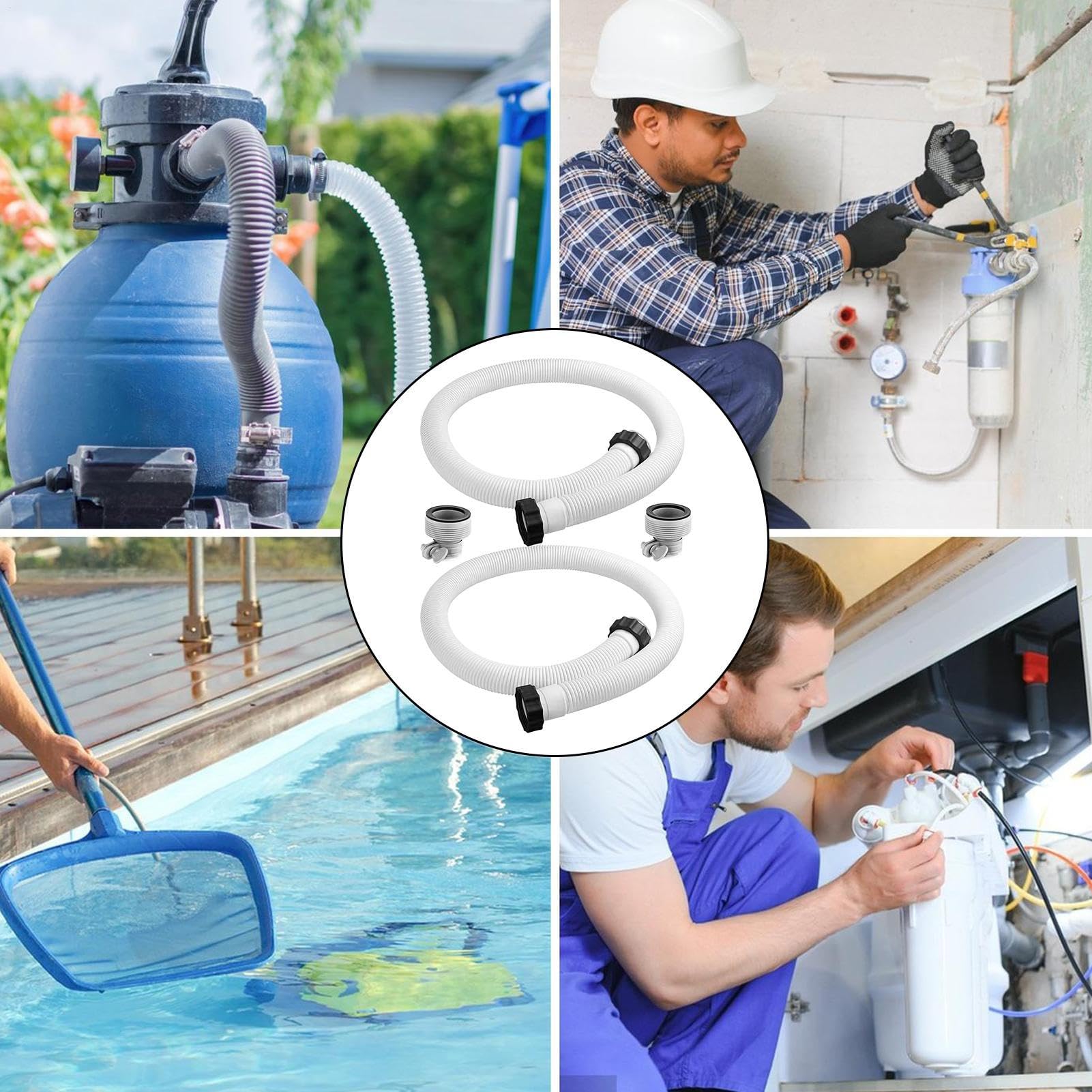 Wąż do pompy basenowej - 2 szt. Akcesoria do przewodów filtracyjnych - Wymiana węża hydraulicznego z PVC do systemów drenażu słonej wody konserwacja basenu w piwnicy