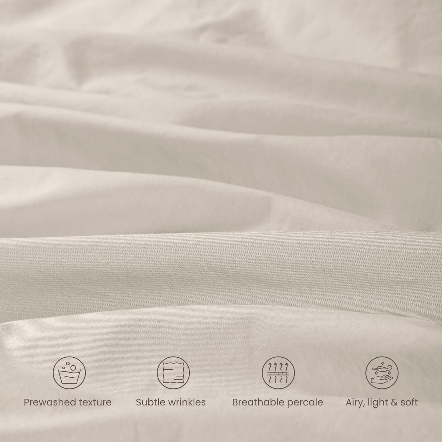BIOWEAVES 100% Organic Washed Cotton Percale Weave Duvet Cover Queen Set | GOTS Certified Full/Queen Duvet Cover & 2 Pillow Shams – 88x92 inches, F Dew