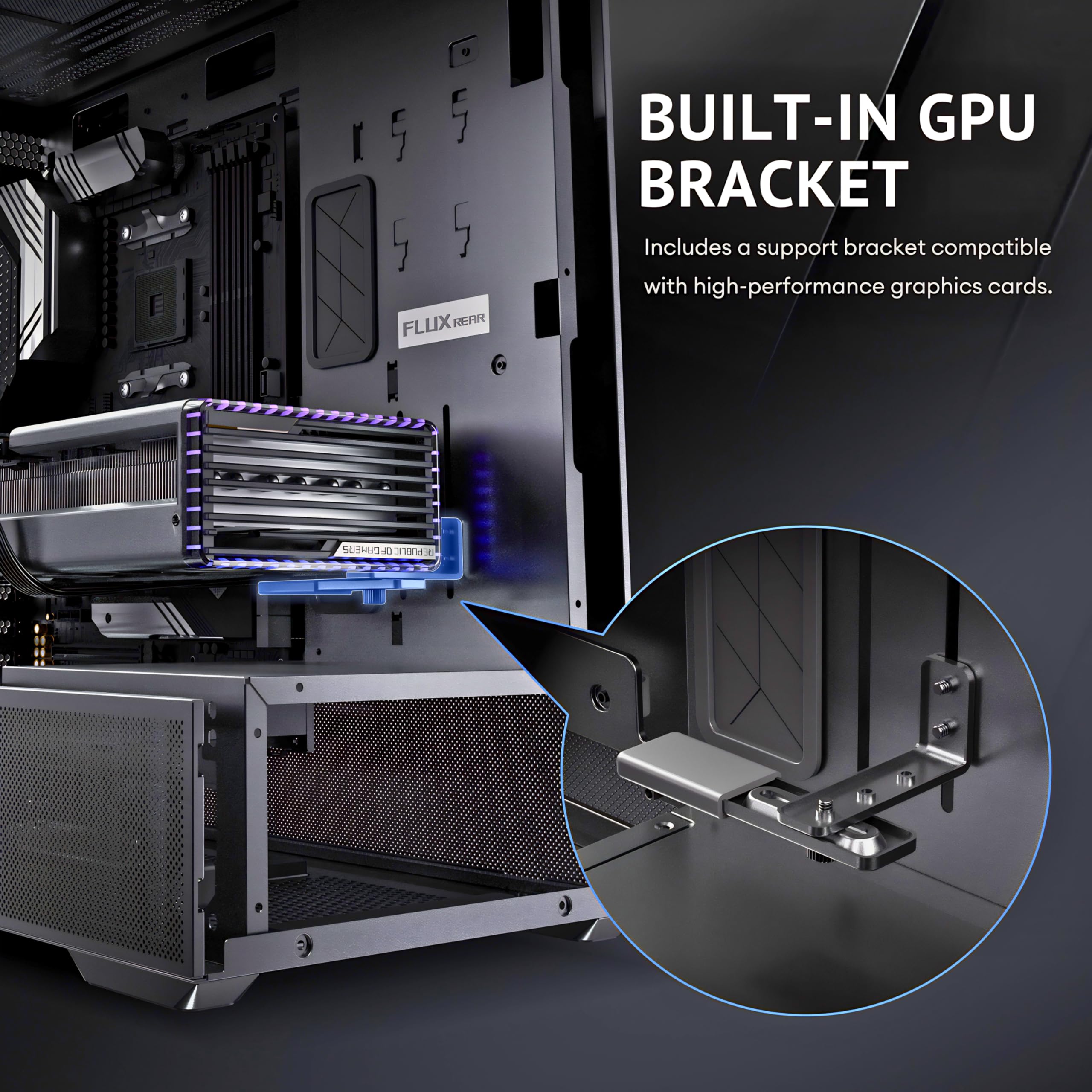 ANTEC Flux Rear ATX/Micro-ATX/ITX Boîtier Midi Tower PC, Noir