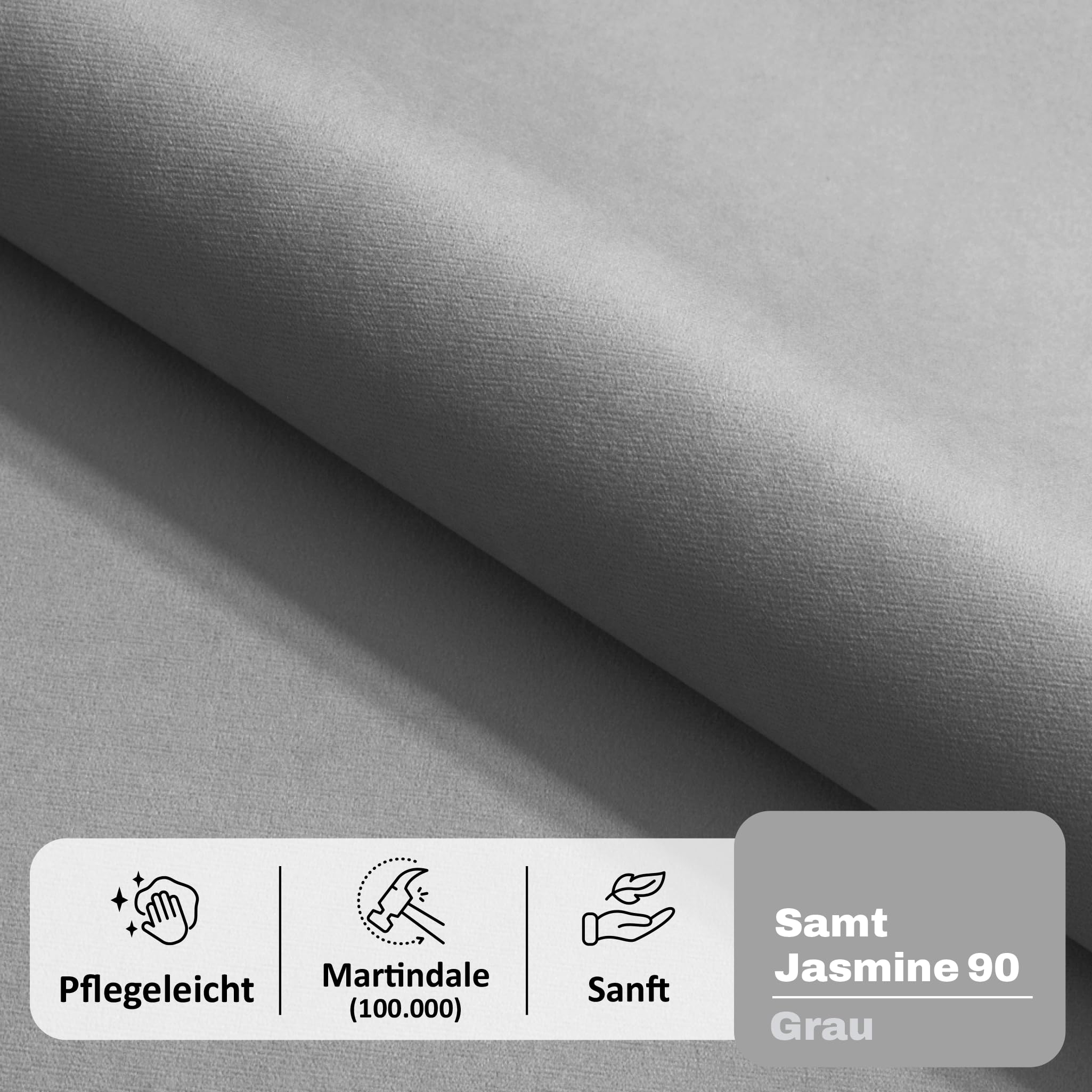 MOTIVENA Malta Boxspringbett 180x200 mit Bettkasten und Topper, Polsterbett 180x200 mit Bettkasten, Taschenfederkern-Matratze (H3), Visco Topper (H2), mit Strass, Samt, Grau (Hellgrau)