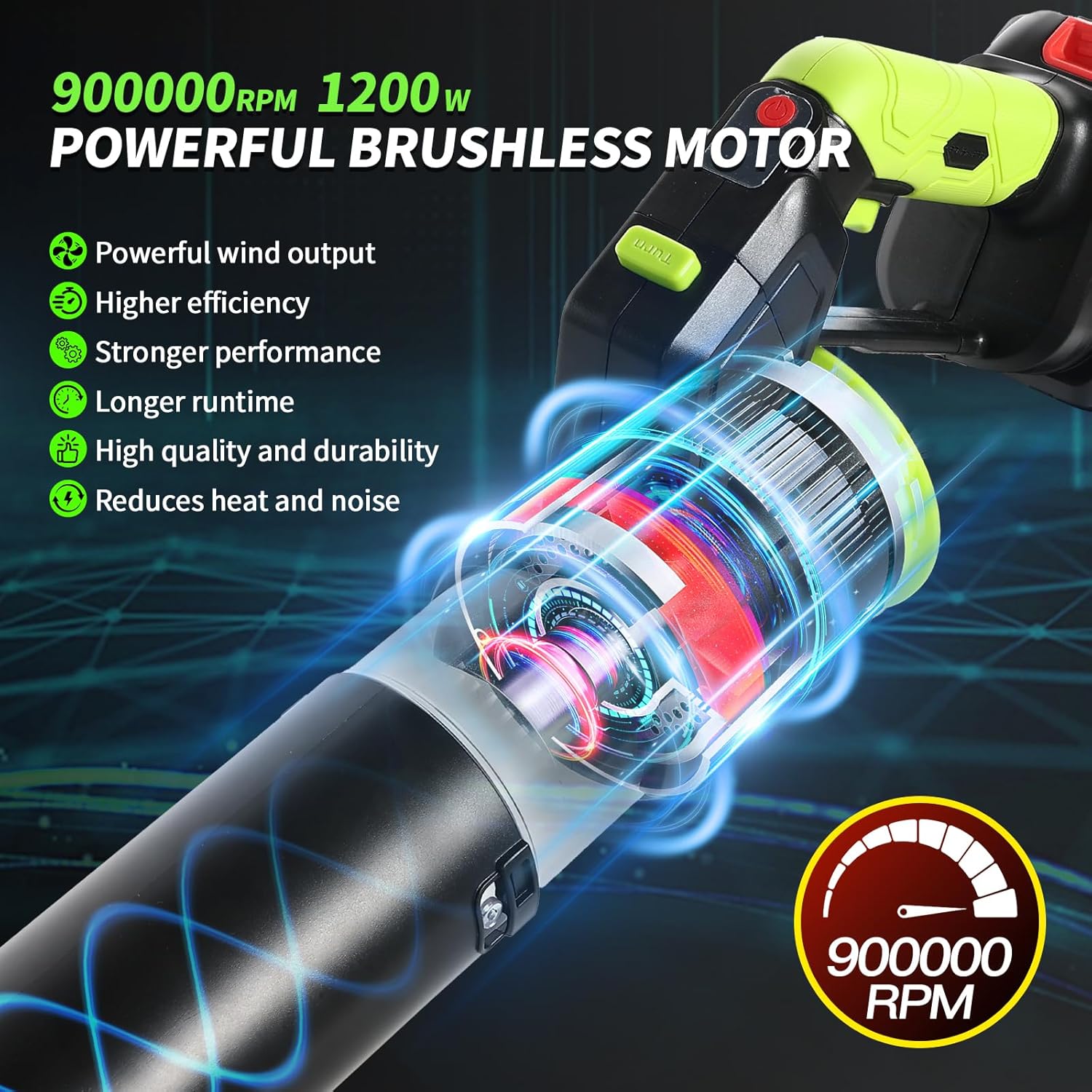 Leaf Blower Cordless, 2in1 Electric Cordless Leaf Blower w/ 2 Batteries & Charger, 4 Wind Speed, 2 Handheld Modes, 4.0/5.0AH Battery, Lightweight Blowers for Patio Cleaning, Lawn, Yard, Garage