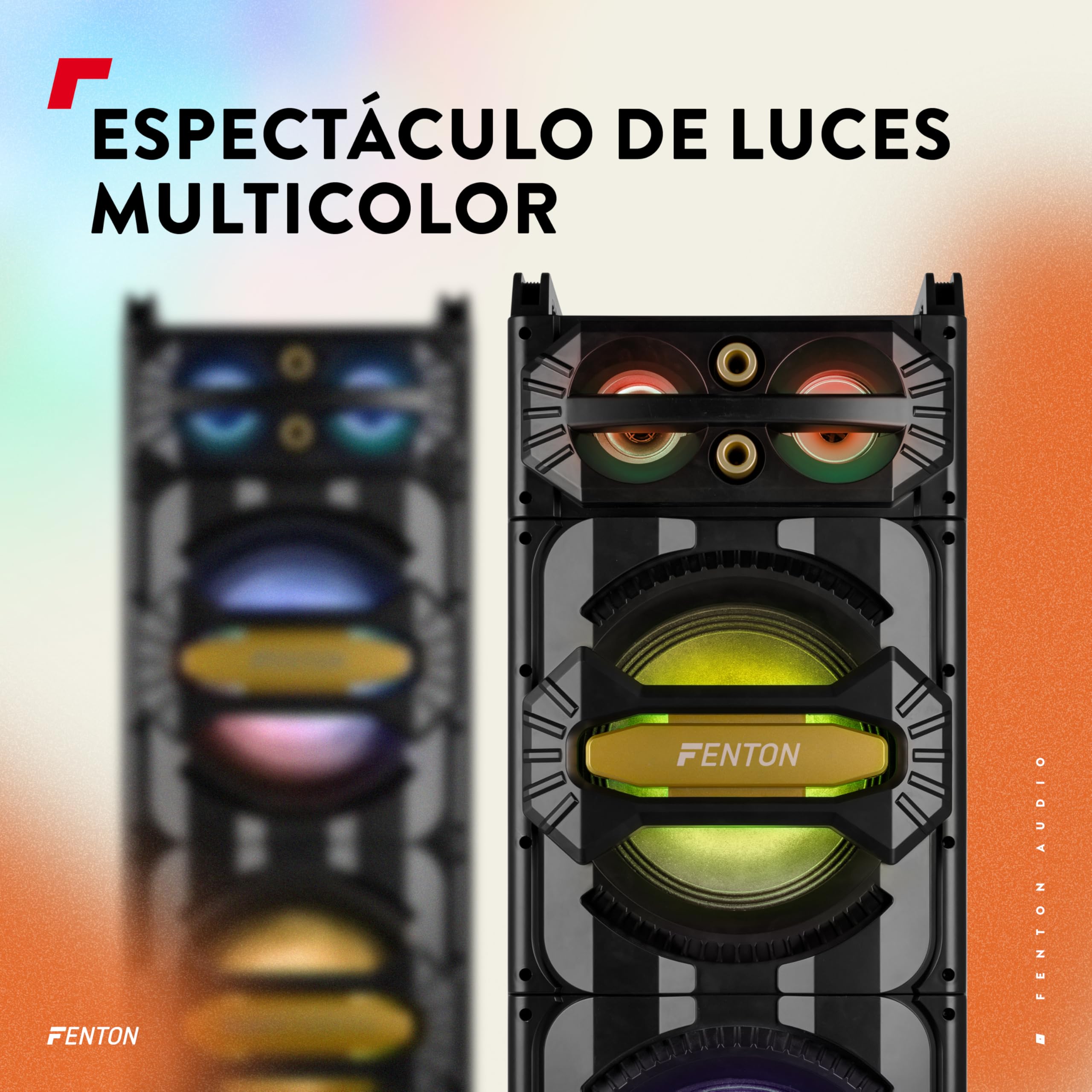 Fenton LIVE2102 – Altavoz Bluetooth Grande Potente 800W con Doble woofer 10", Bluetooth, USB, MicroSD, LED Multicolor, micrófono Incluido, Altavoz Fiesta Karaoke Equipo Sonido, Color Negro