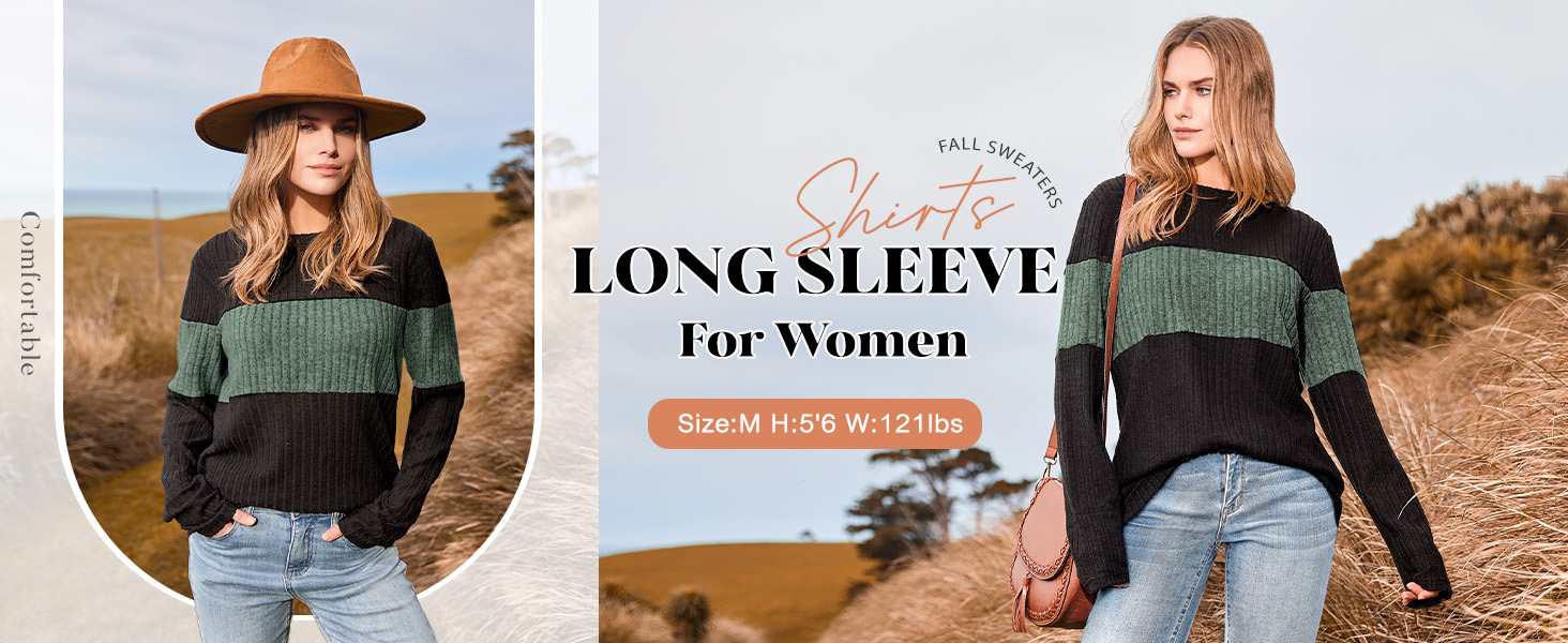 WIHOLL Women's Jumpers Long Sleeve Tops Women Lightweight V Neck Tunic - View #11