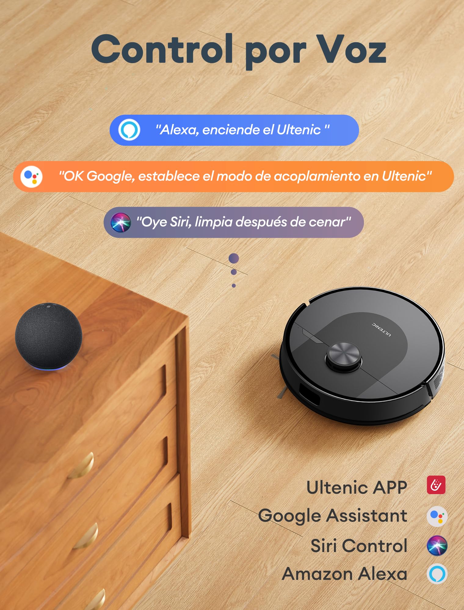 Ultenic Robot Aspirador y Fregasuelos con LIDAR, 8000PA, 180Min, Cobertura Completa 100%, Auto-Boost Alfombras, App/Voz, para Pelo de Mascotas