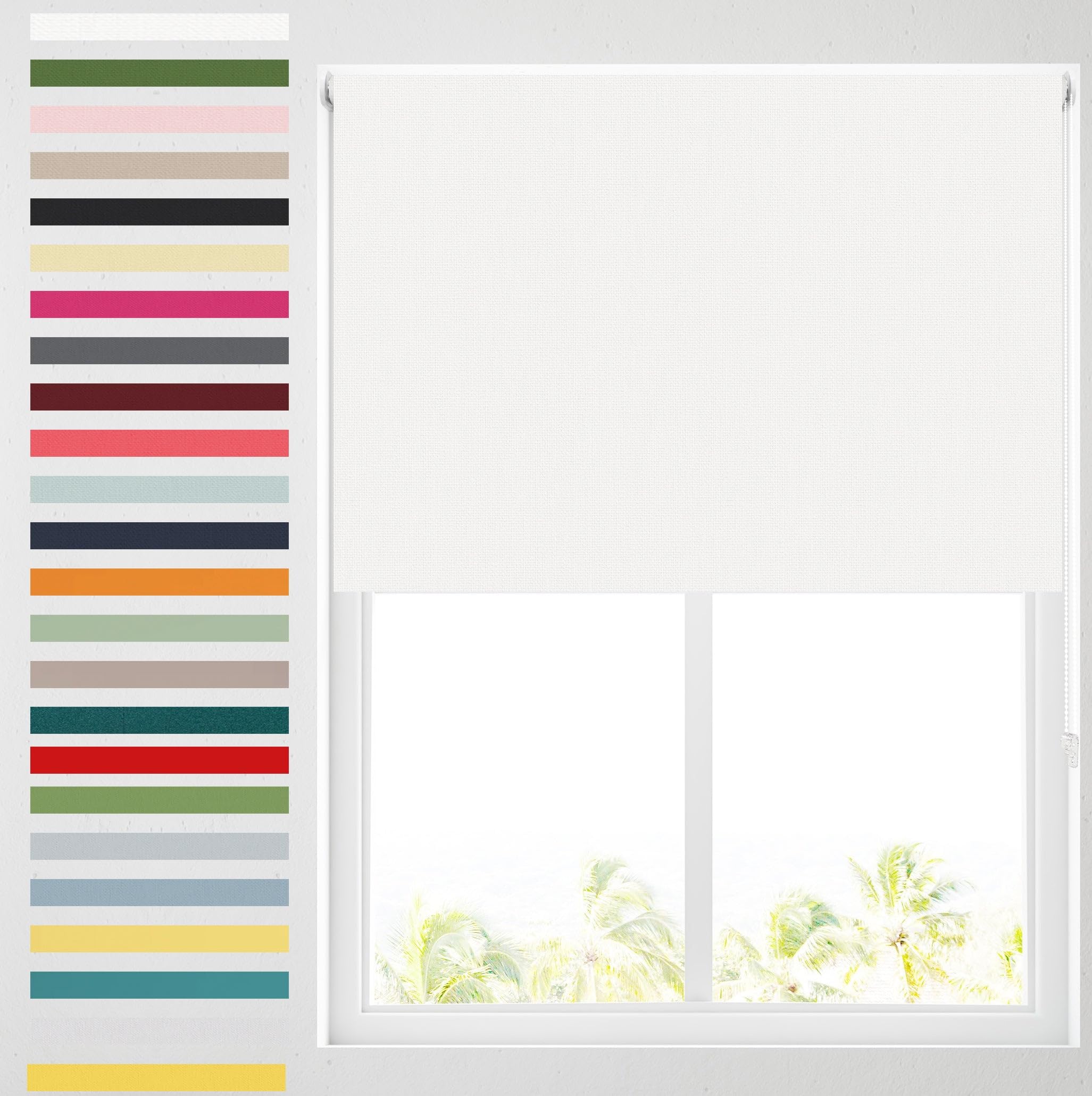 Barnes Blinds - Premium Blackout Roller Blinds for Windows, Custom Cut to Size - Black Out Thermal Fabric Durable Fittings Easy Fit - Roller Blind with Chrome Sidewinder Chain (White 122cm)