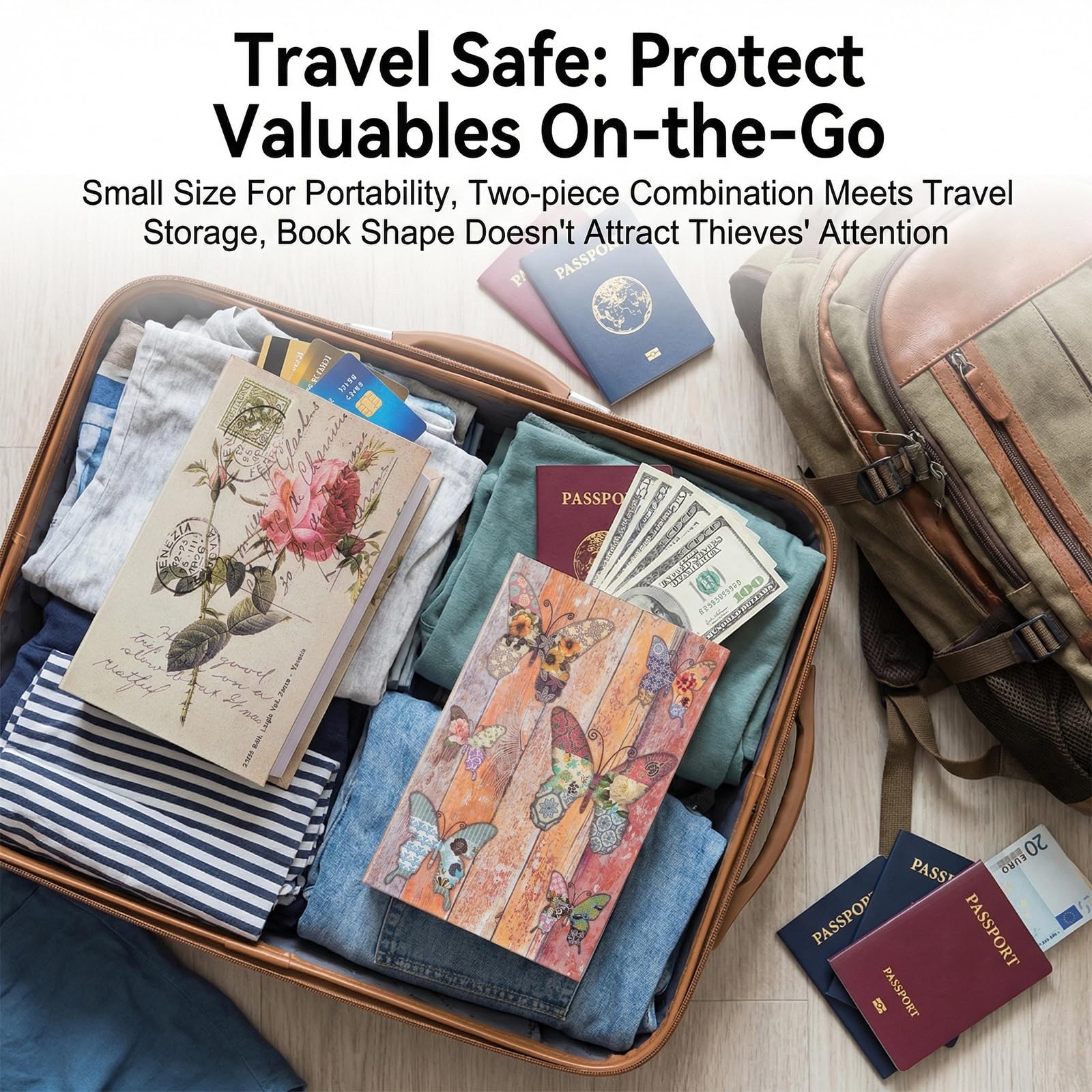 2 Stück Buchtresor Kreativ, Buchsafe mit Schlüssel, Versteckter Safe, Dekobuch mit Stauraum, Buch Safe für Geld, Schmuck, Schlüssel, Bücher Aufbewahrung, 18 x 11,5 x 5,5 cm
