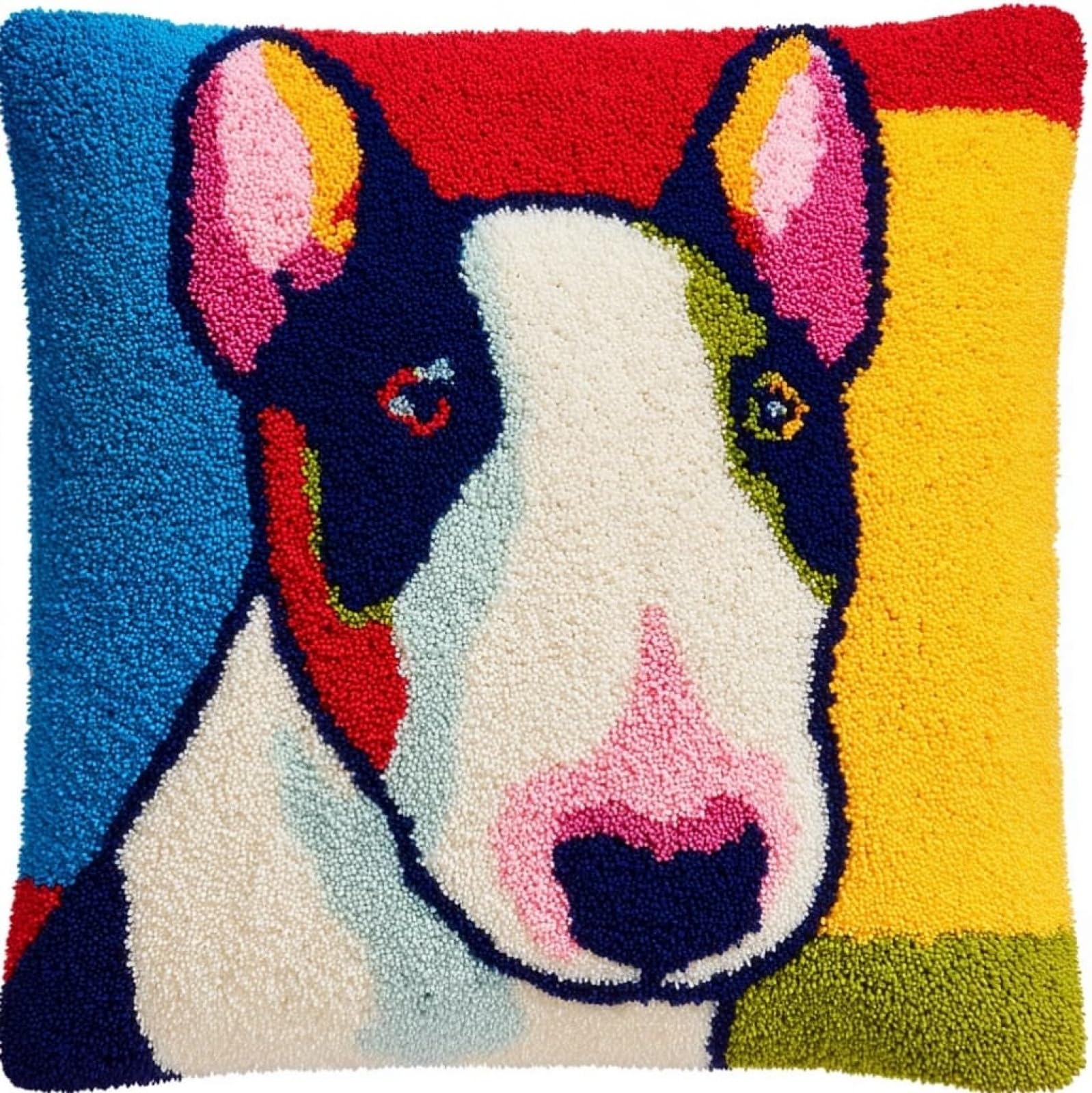 AxiangziK DIY Latch Hook Cushion Kit for Adults,Bull Terrier Animal Dog