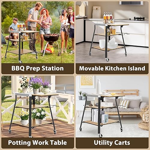 Miniatura 8 de Soporte para horno de pizza y estante para horno de pizza Solo Stove Pi, Outrdoor XSKUNStand para Ninja Woodfire, mesa de cocina para cocinar con