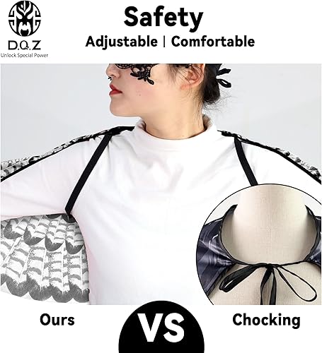 Miniatura 16 de D.Q.Z Disfraz de alas de pájaro para niños con máscara, ropa de vestir para niños y niñas, águila juego de rol, fiesta de Hallowen Negro