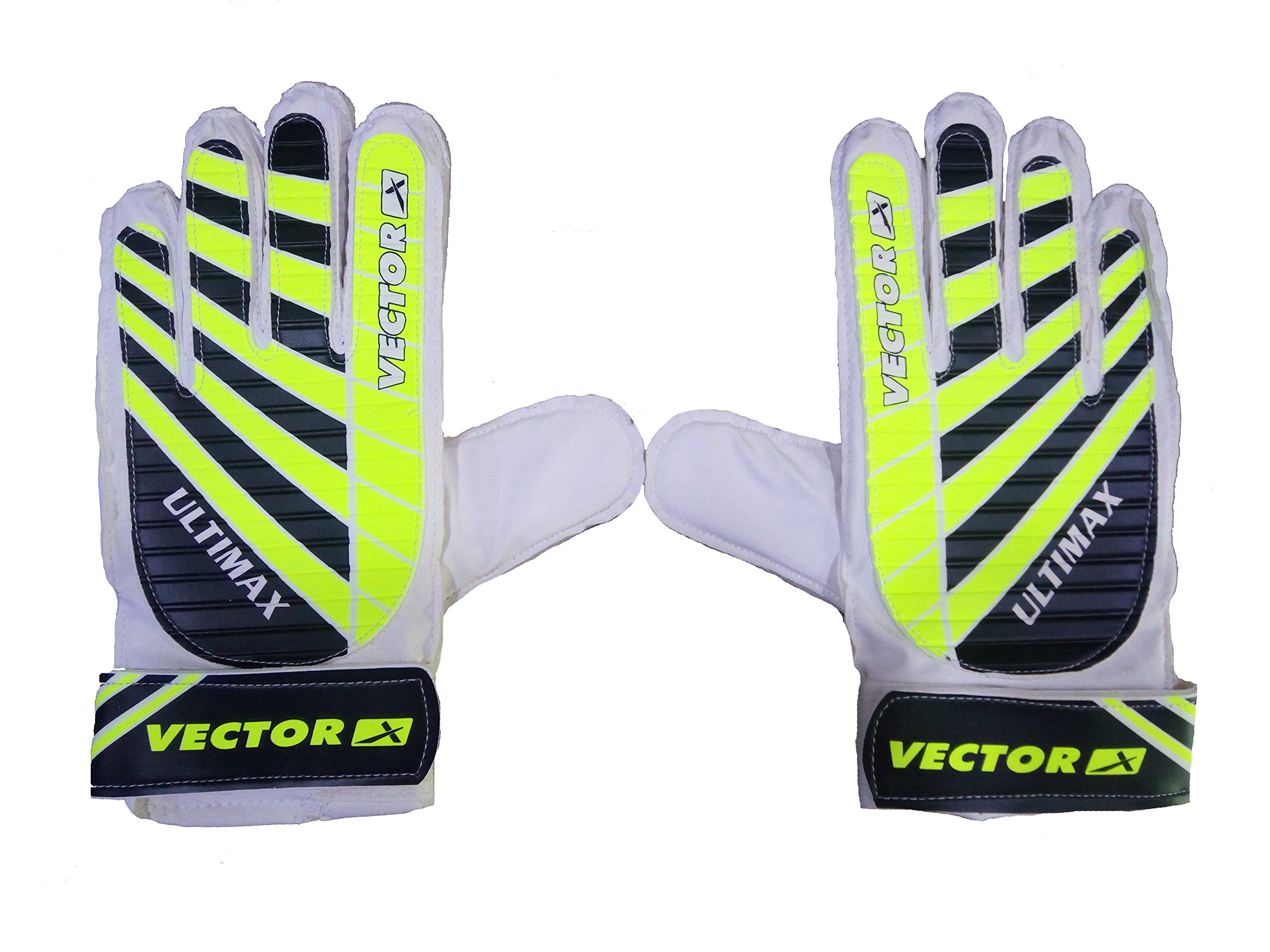 vector x ultimax goal keeping gloves (white/black/green) (size 9)