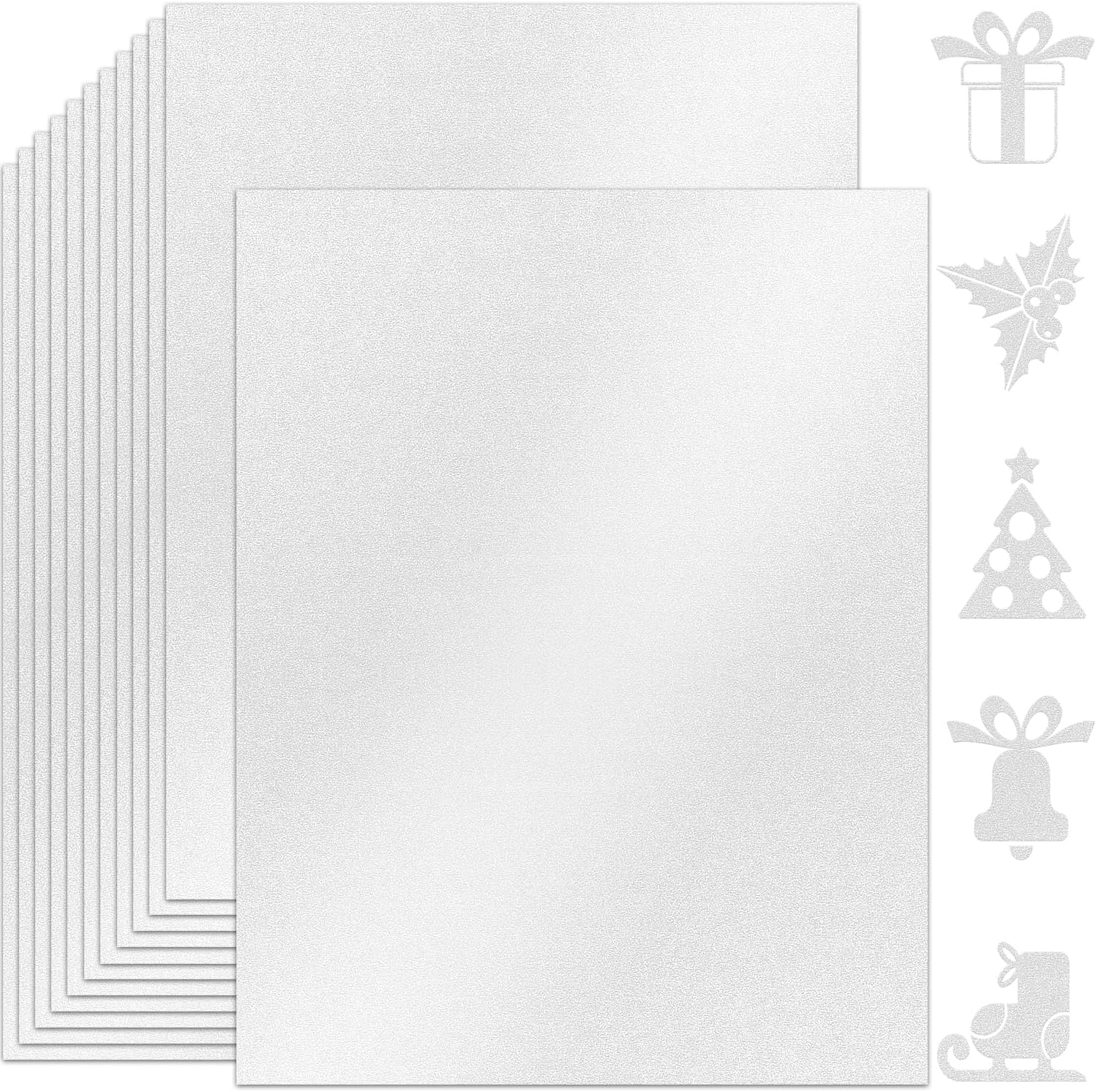 50 Sheets White Shimmer Cardstock 8.5" x 11"Glossy