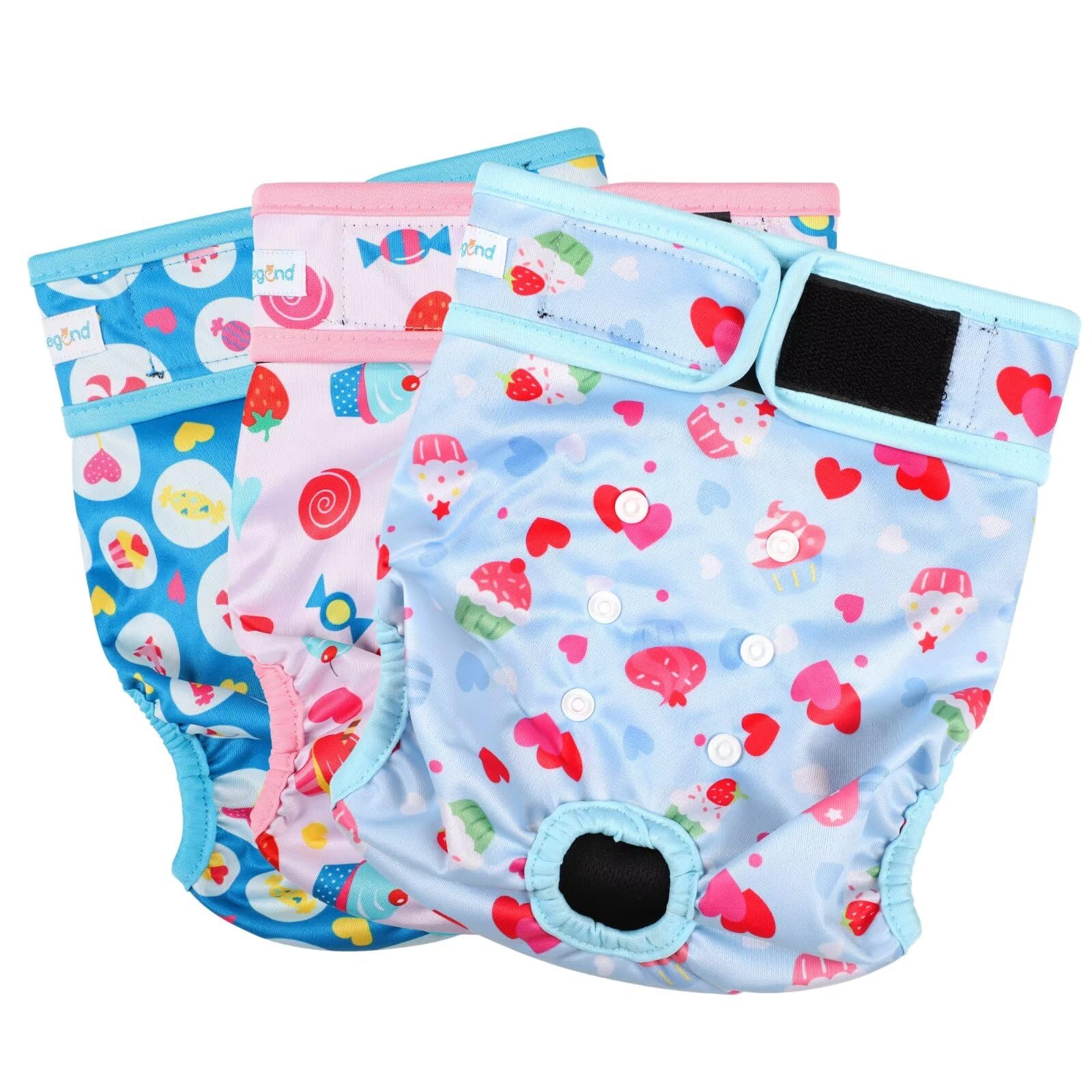 Paw Legend Washable Reusable Female Dog Period Diapers for Heat Doggie Puppy Diapers for Female Dogs (3 Pack, X-Large)